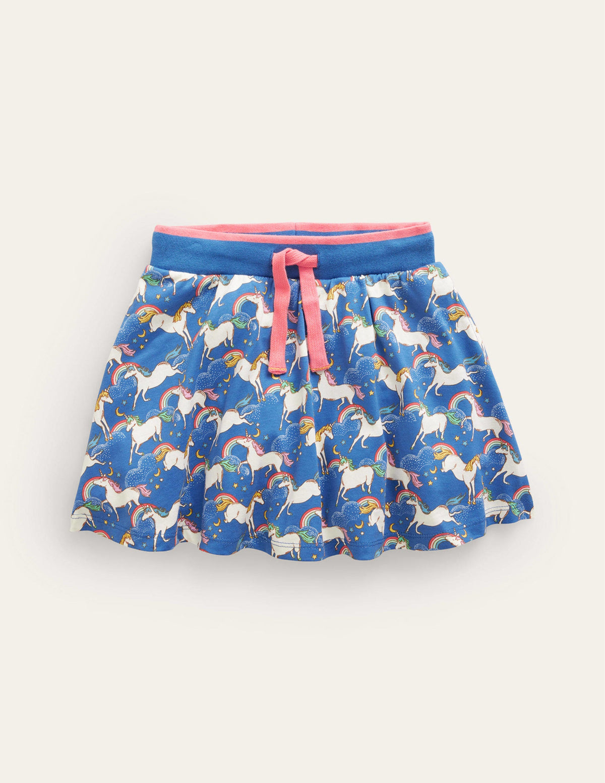 Jupe-short imprimée en jersey-Licorne bleu de Delft-1