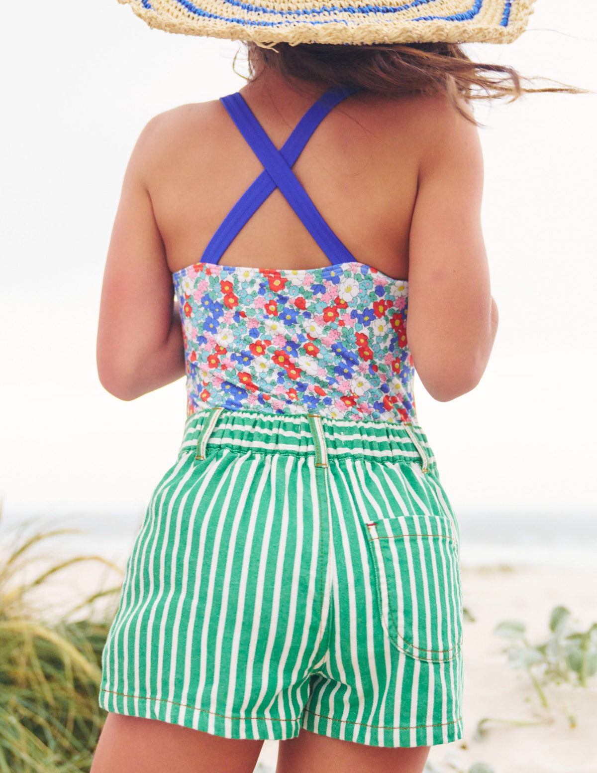 Cross-back Printed Swimsuit-Nautical Floral-5