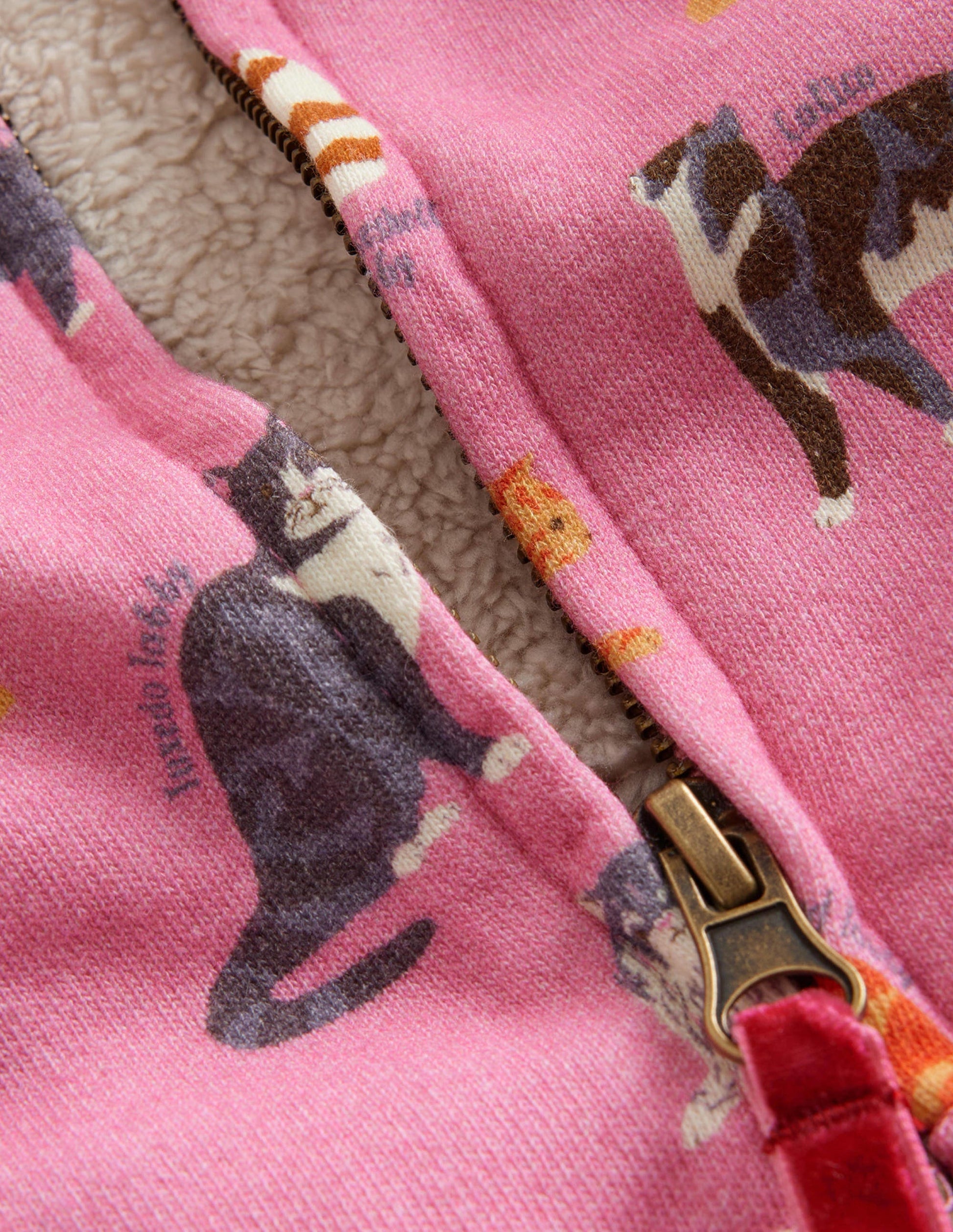 Kapuzenpulli mit Zottelfutter-Kirschblütenrosa Katzen-3