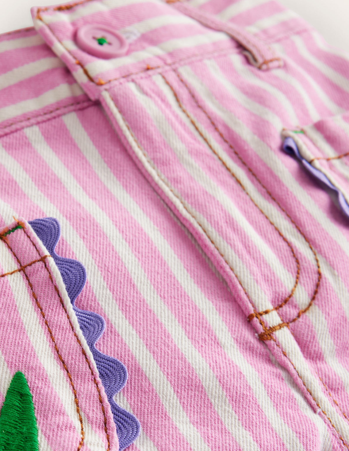 Patch Pocket Shorts-Pink / Ivory Stripe Tulip - Image 3