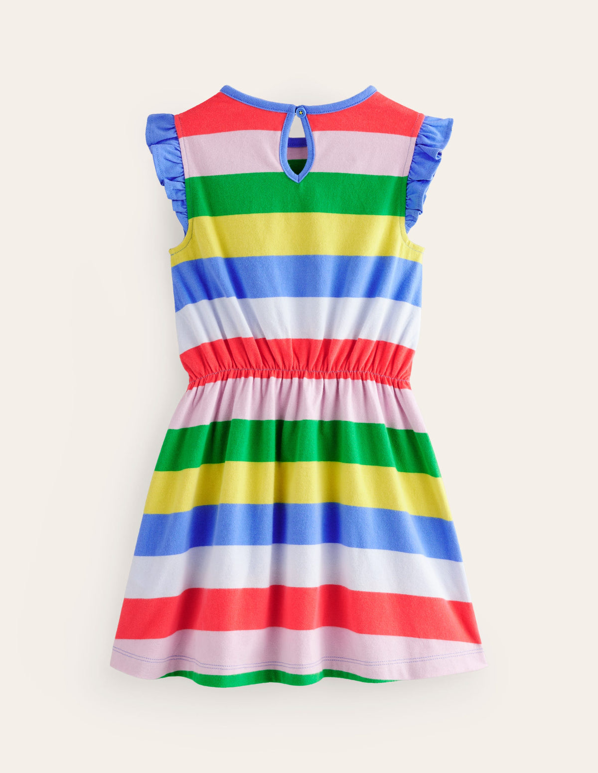 Frill Sleeve Jersey Dress-Multi Stripe - Image 2