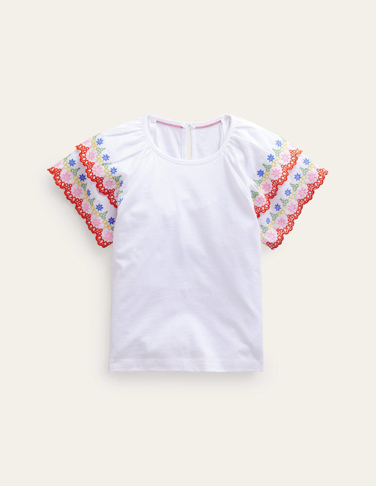 T-shirt à broderie anglaise-Ivoire/multi-1