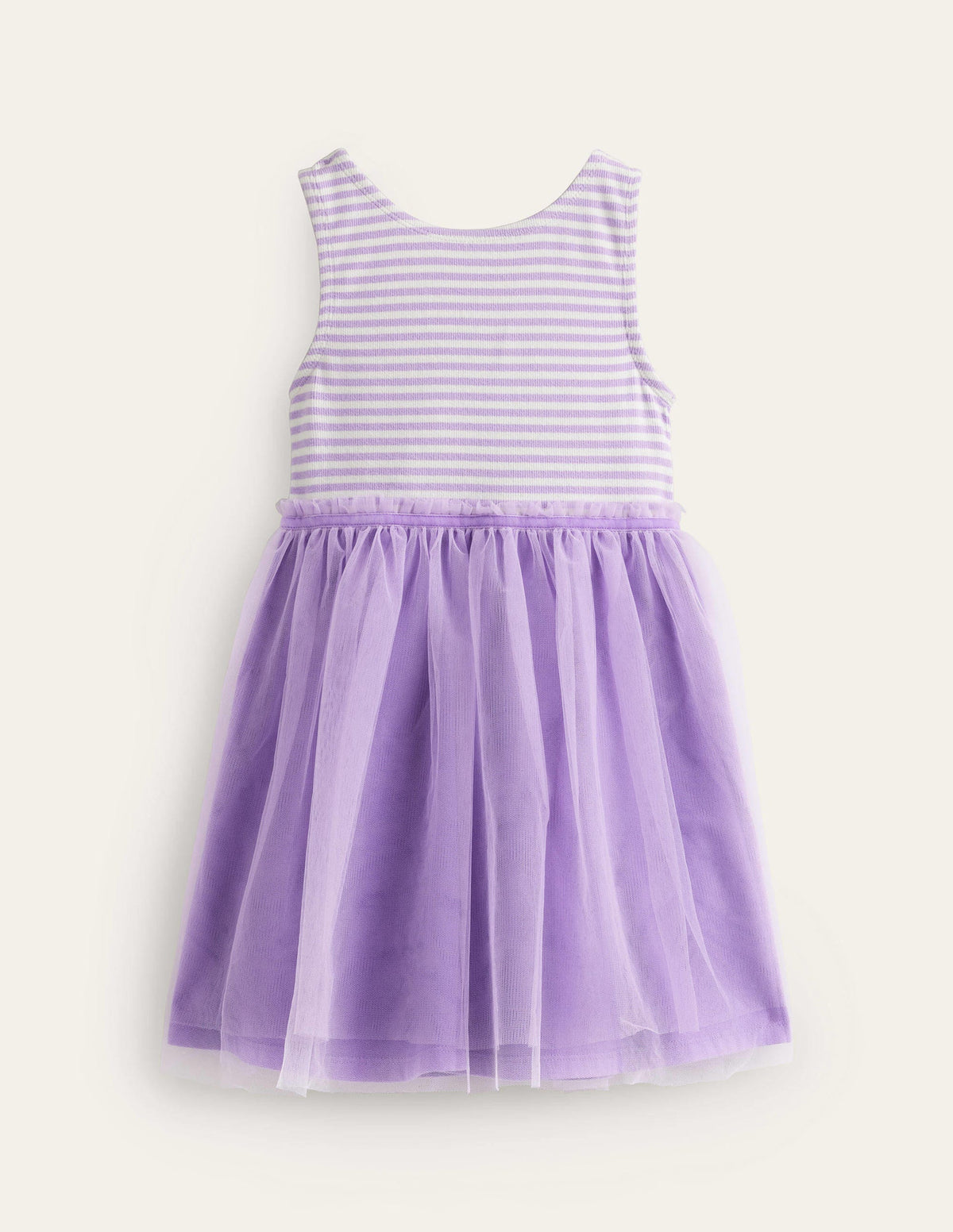 Kleid aus Jersey-Tüll-Mix-Lavendel / Naturweiß Streifen-1