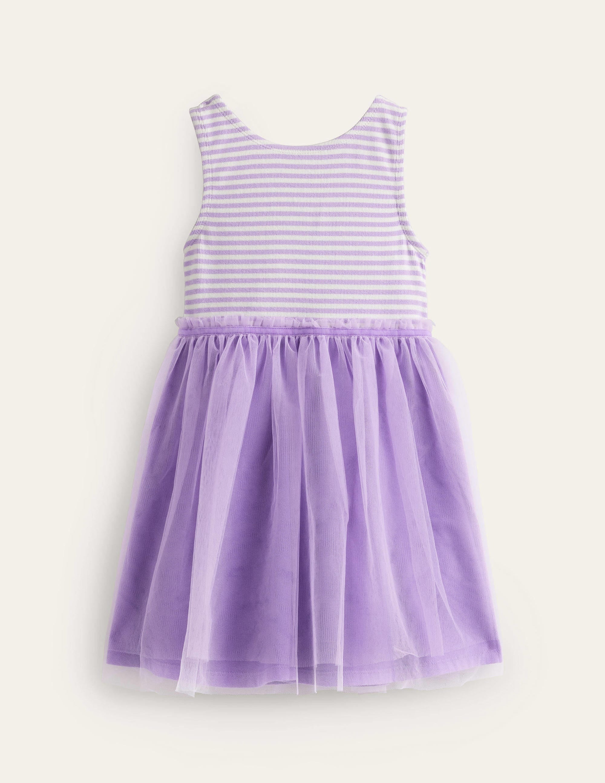 Kleid aus Jersey-Tüll-Mix-Lavendel / Naturweiß Streifen - Image 1