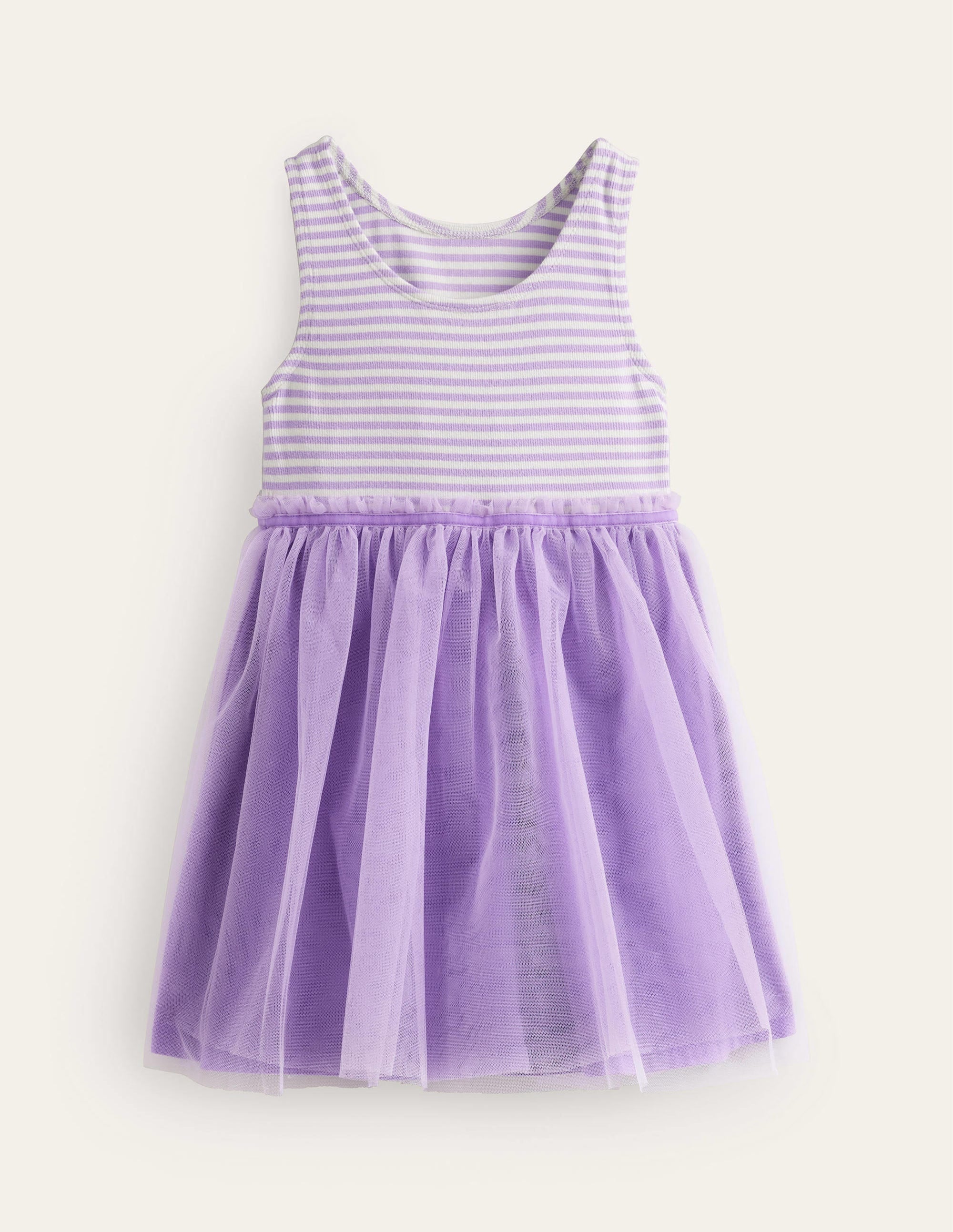 Kleid aus Jersey-Tüll-Mix-Lavendel / Naturweiß Streifen - Image 2