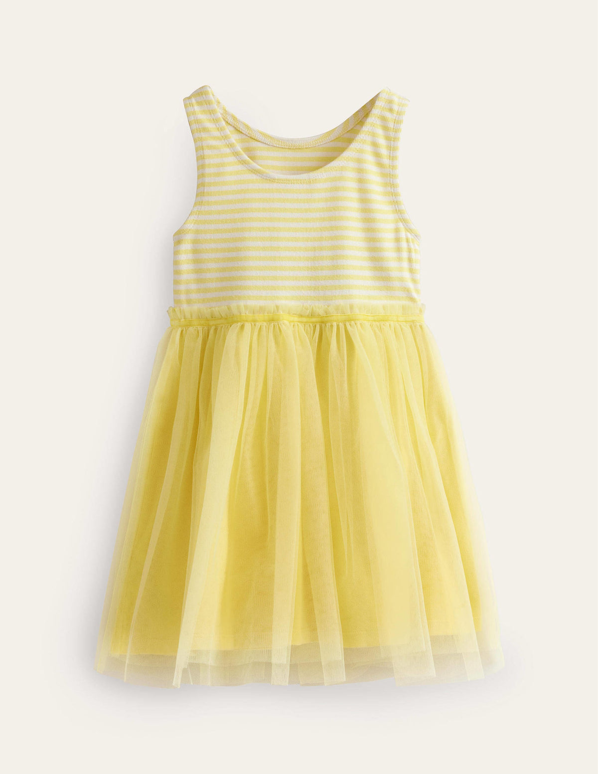 Kleid aus Jersey-Tüll-Mix-Frühlingsgelb / Naturweiß Streifen - Image 2