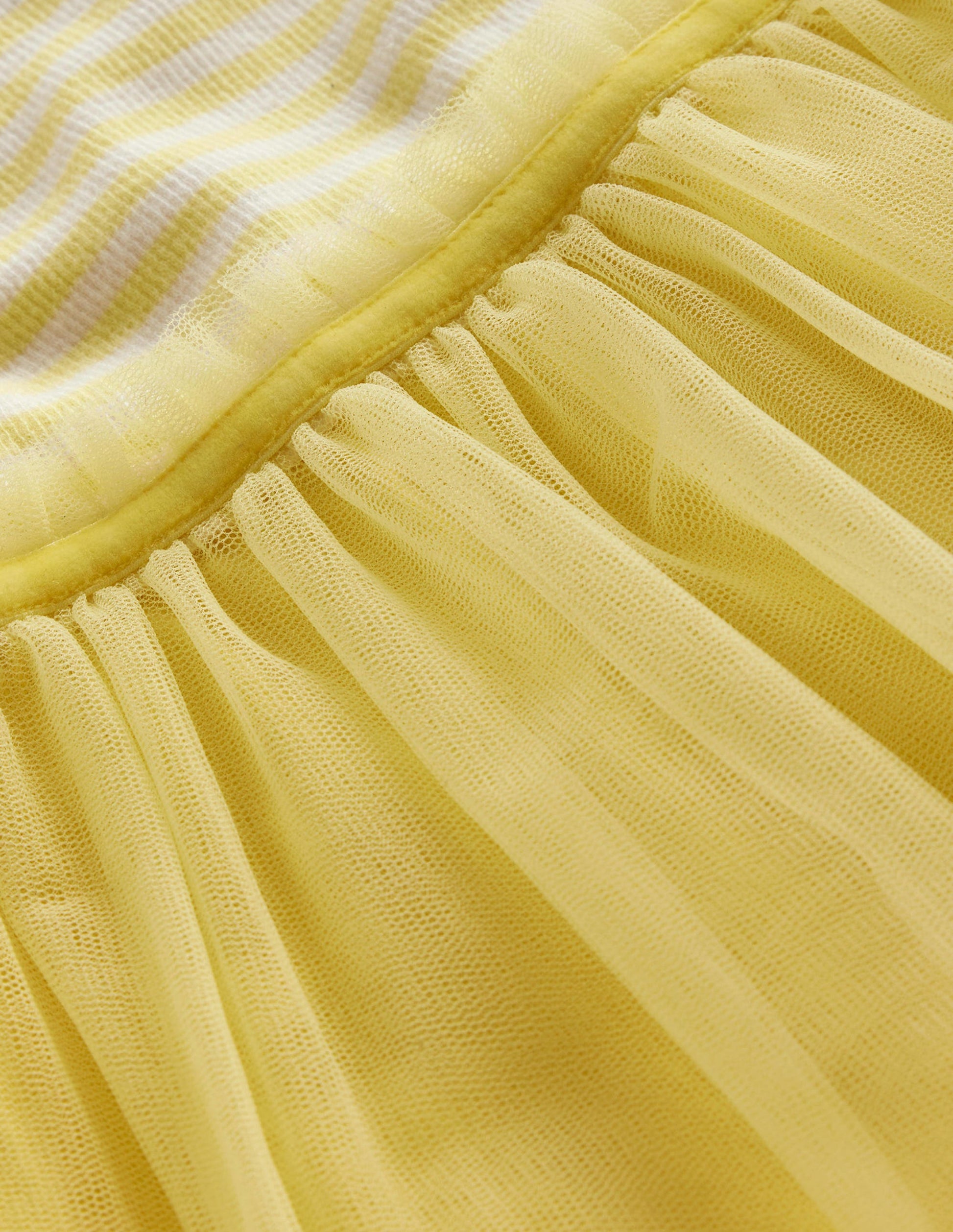 Kleid aus Jersey-Tüll-Mix-Frühlingsgelb / Naturweiß Streifen-3