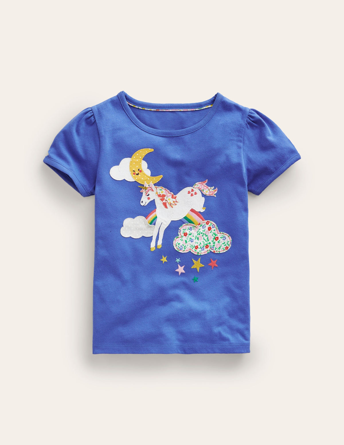 T-Shirt mit Puffärmeln und Applikation-Blauhäher Einhorn - Image 1