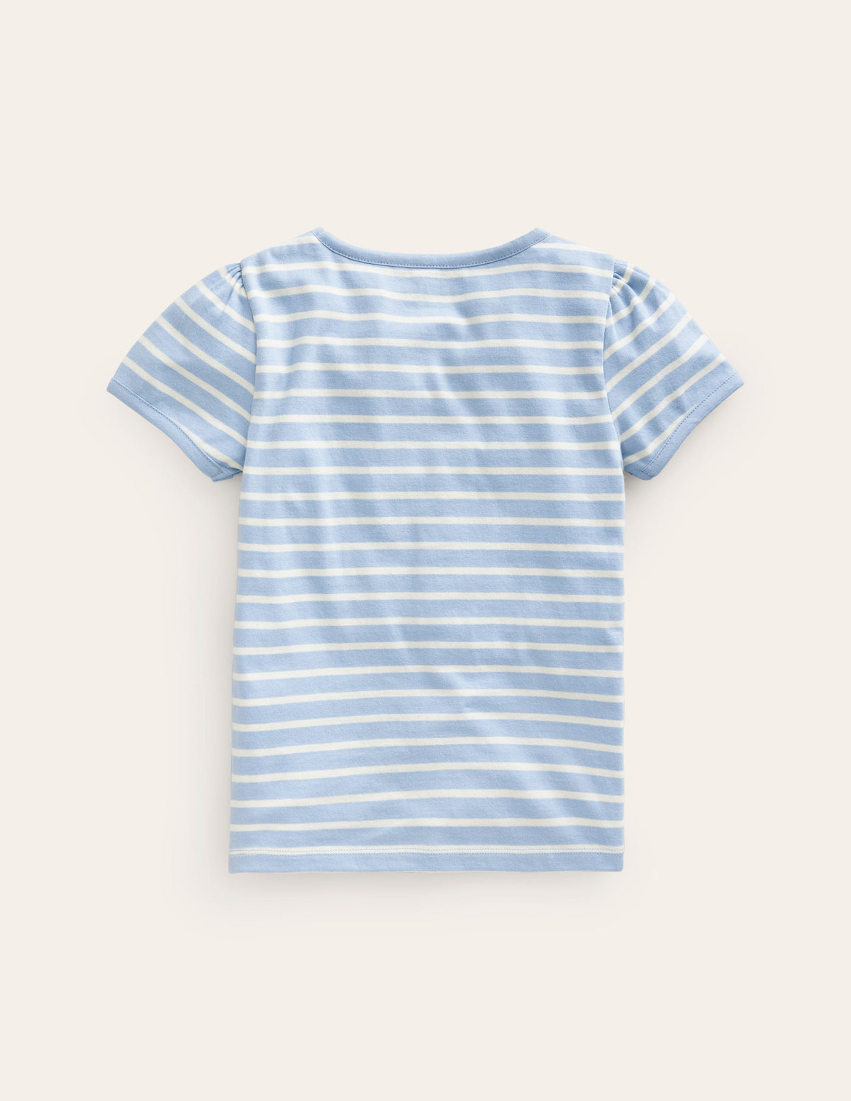 Puff Sleeve Appliqué T-shirt-Vintage Blue/Ivory Cake-2