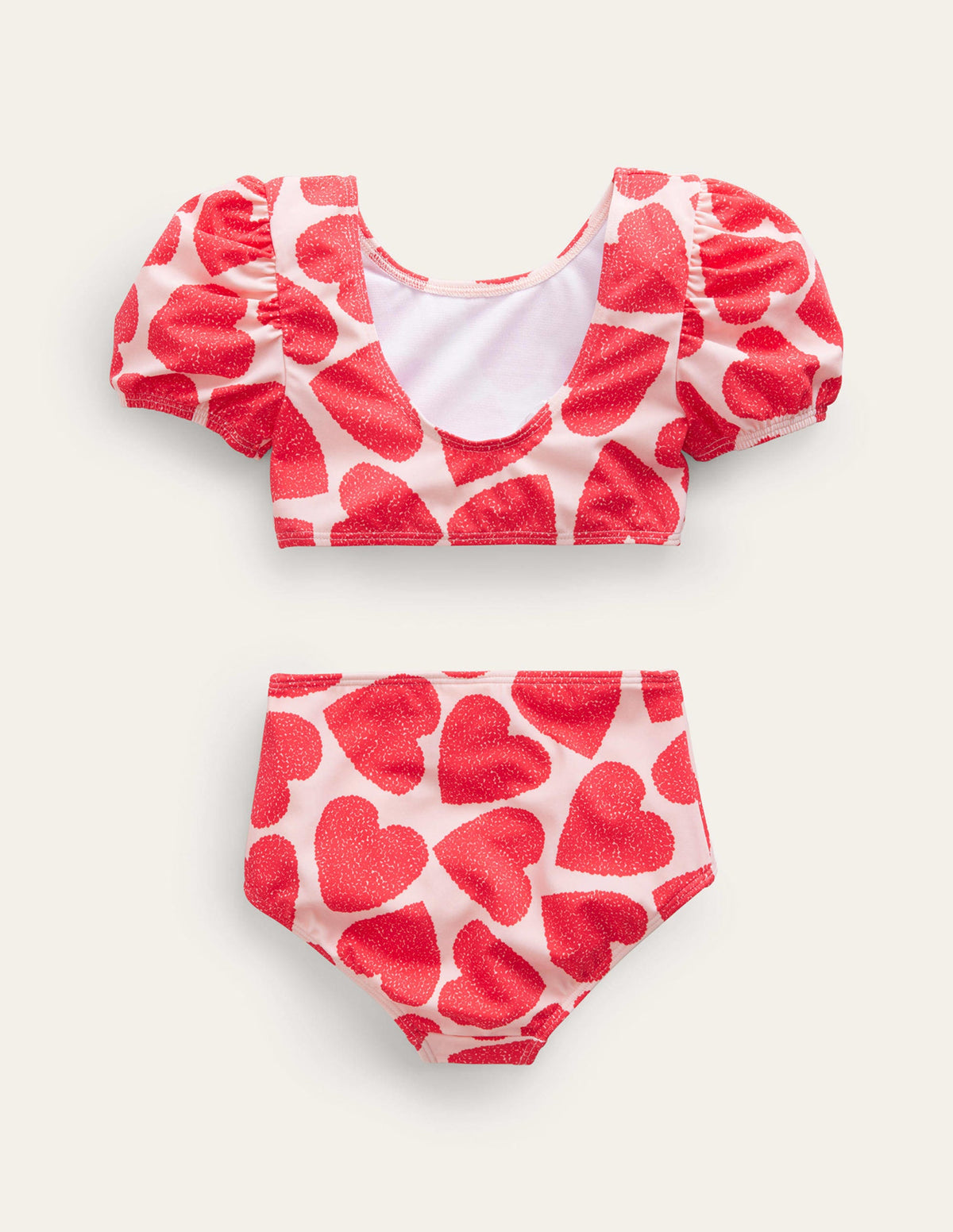 Bikini mit Puffärmeln-Ballettrosa Herzen-2