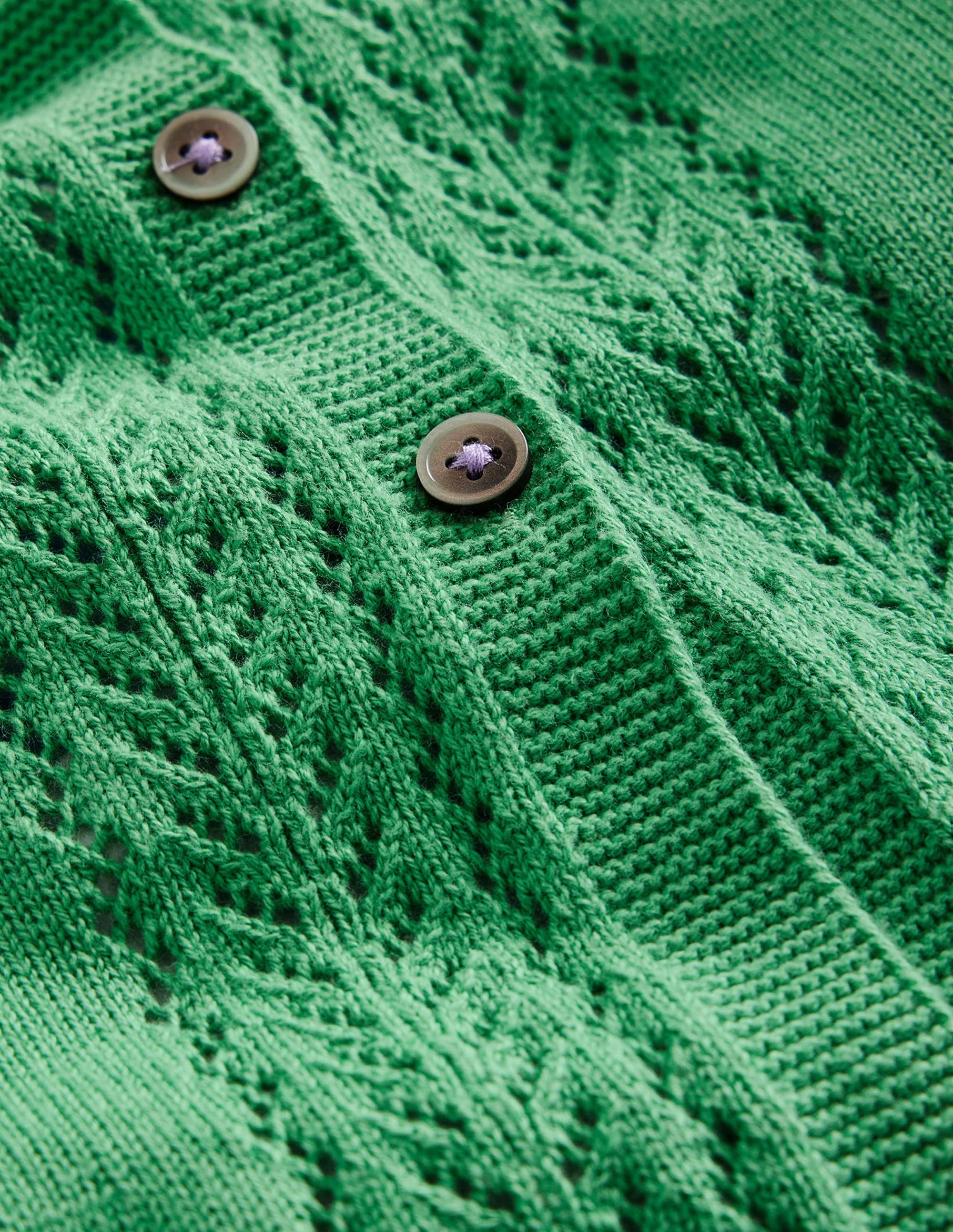 Strickjacke aus Baumwolle mit Pointelle-Design-Aloe Grün - Image 3