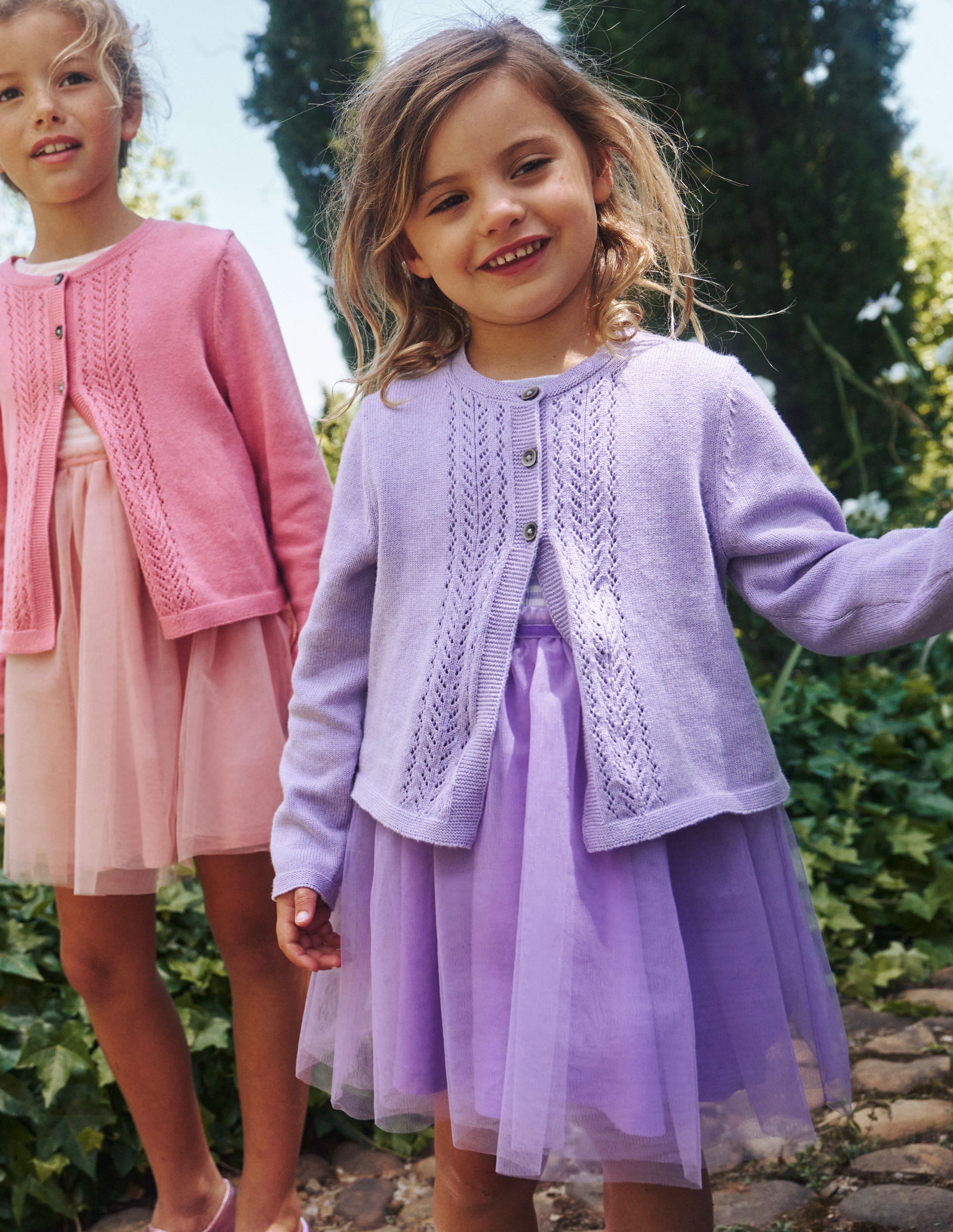 Cardigan en coton et pointelle-Parmaviolett - Image 4