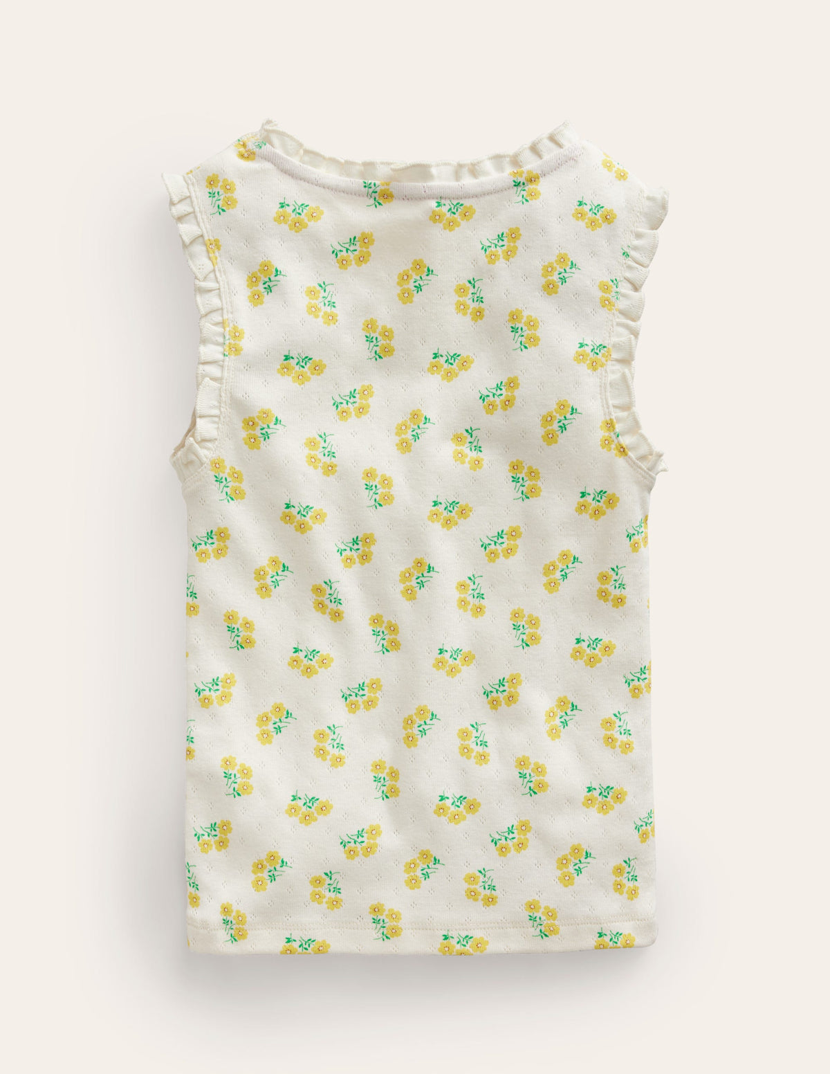 Pointelle-Top-Vanilleschote Kleines Blumenmuster-2