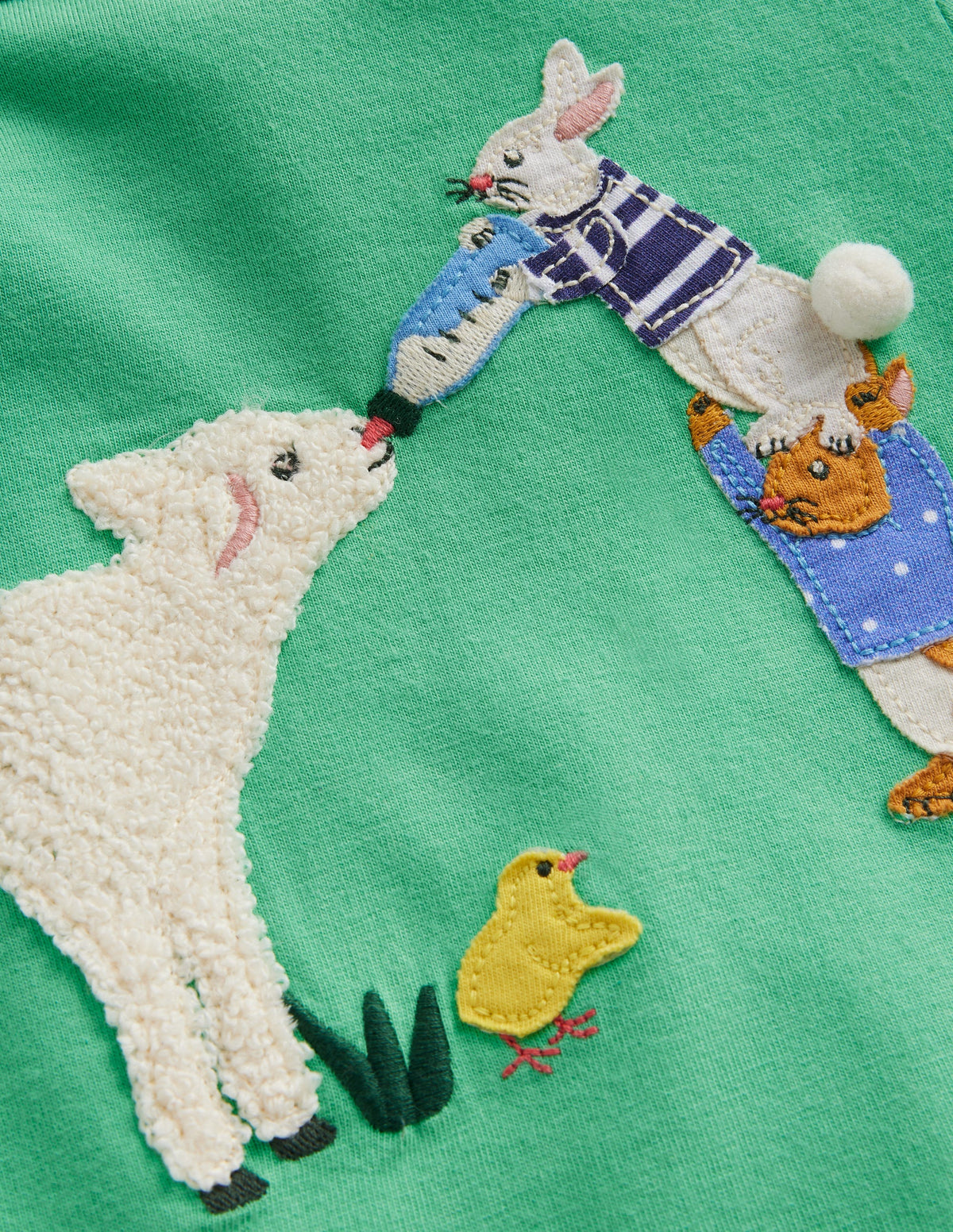 Puff Sleeve Appliqué T-shirt-Aloe Green Lamb-3