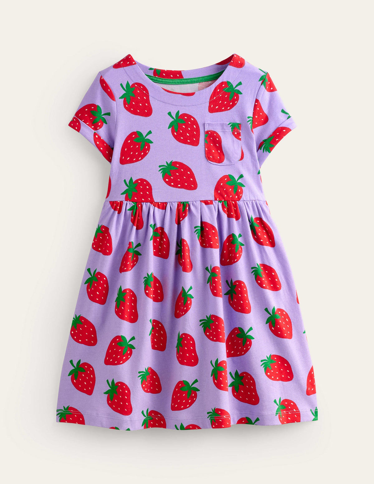 Lustiges Jerseykleid mit kurzen Ärmeln-Parmaviolett Erdbeeren - Image 1