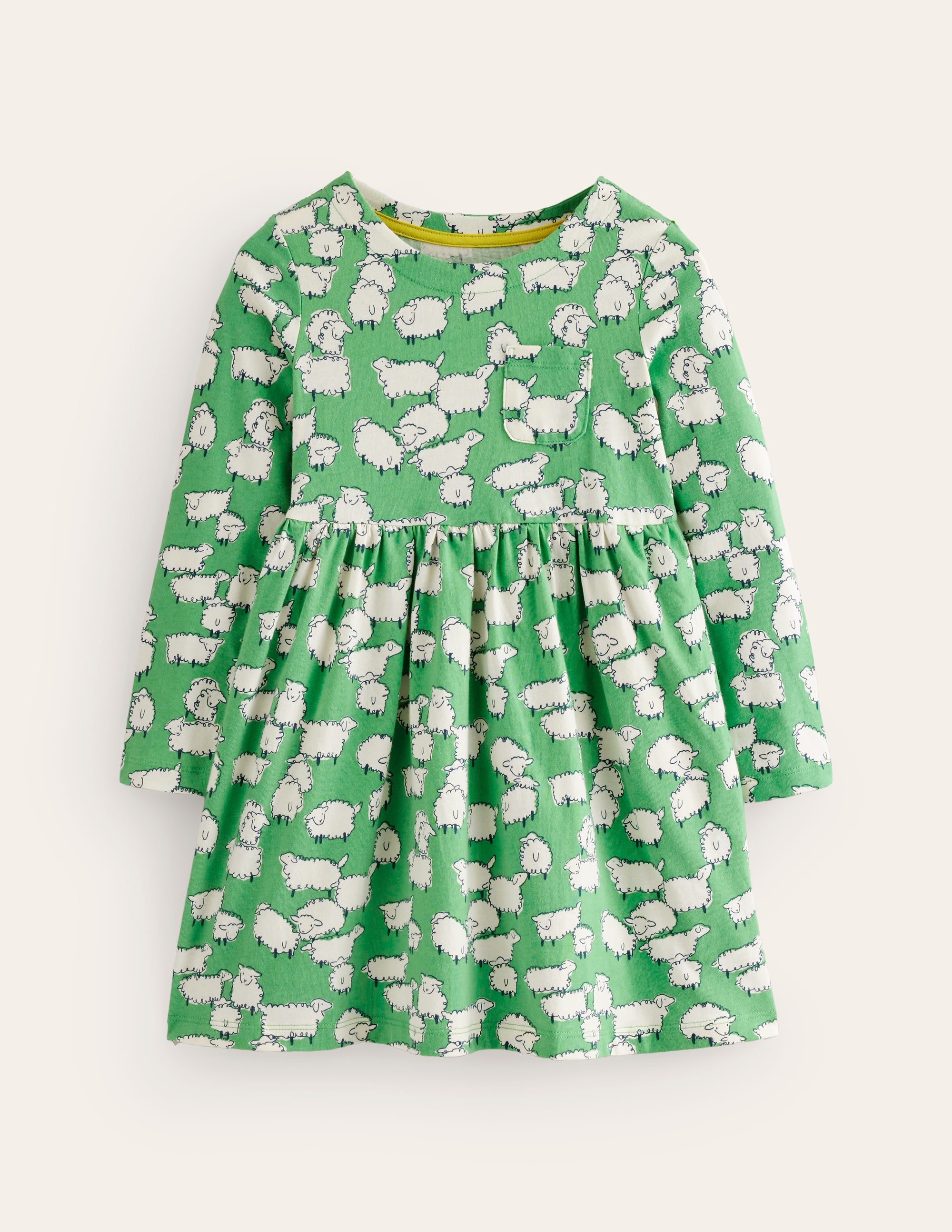 Robe fun à manches longues en jersey-Mouton vert aloé vera - Image 1