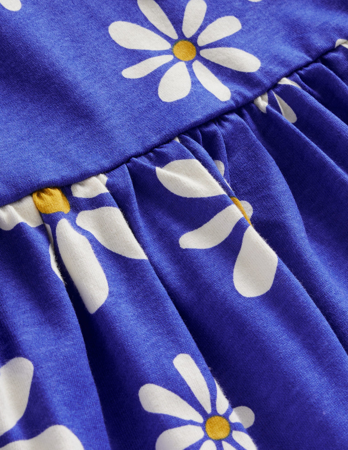 Lustiges Jerseykleid mit langen Ärmeln-Saphirblau Gänseblümchen-3