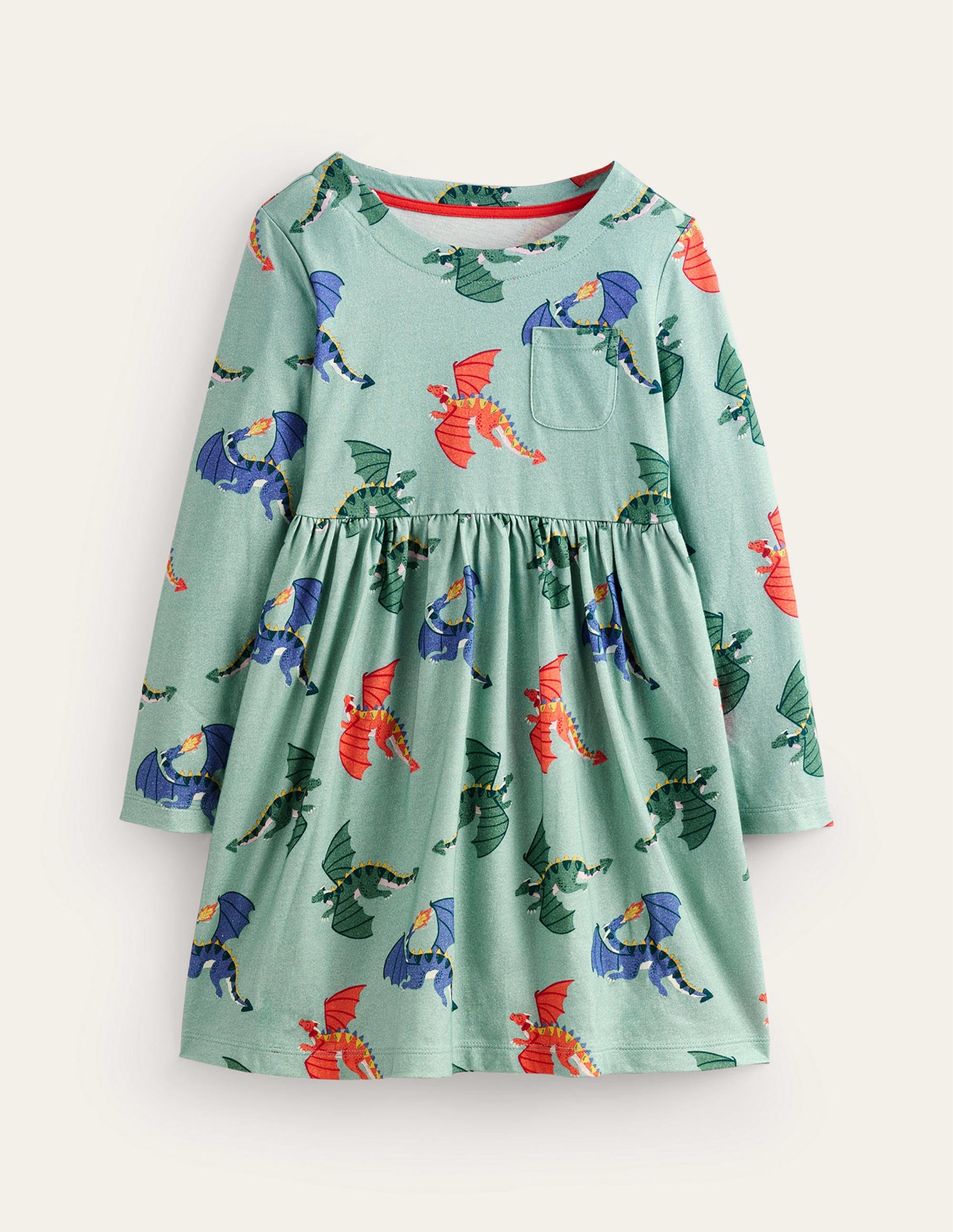 Lustiges Jerseykleid mit langen Ärmeln-Georgisch Blau Drachen - Image 1