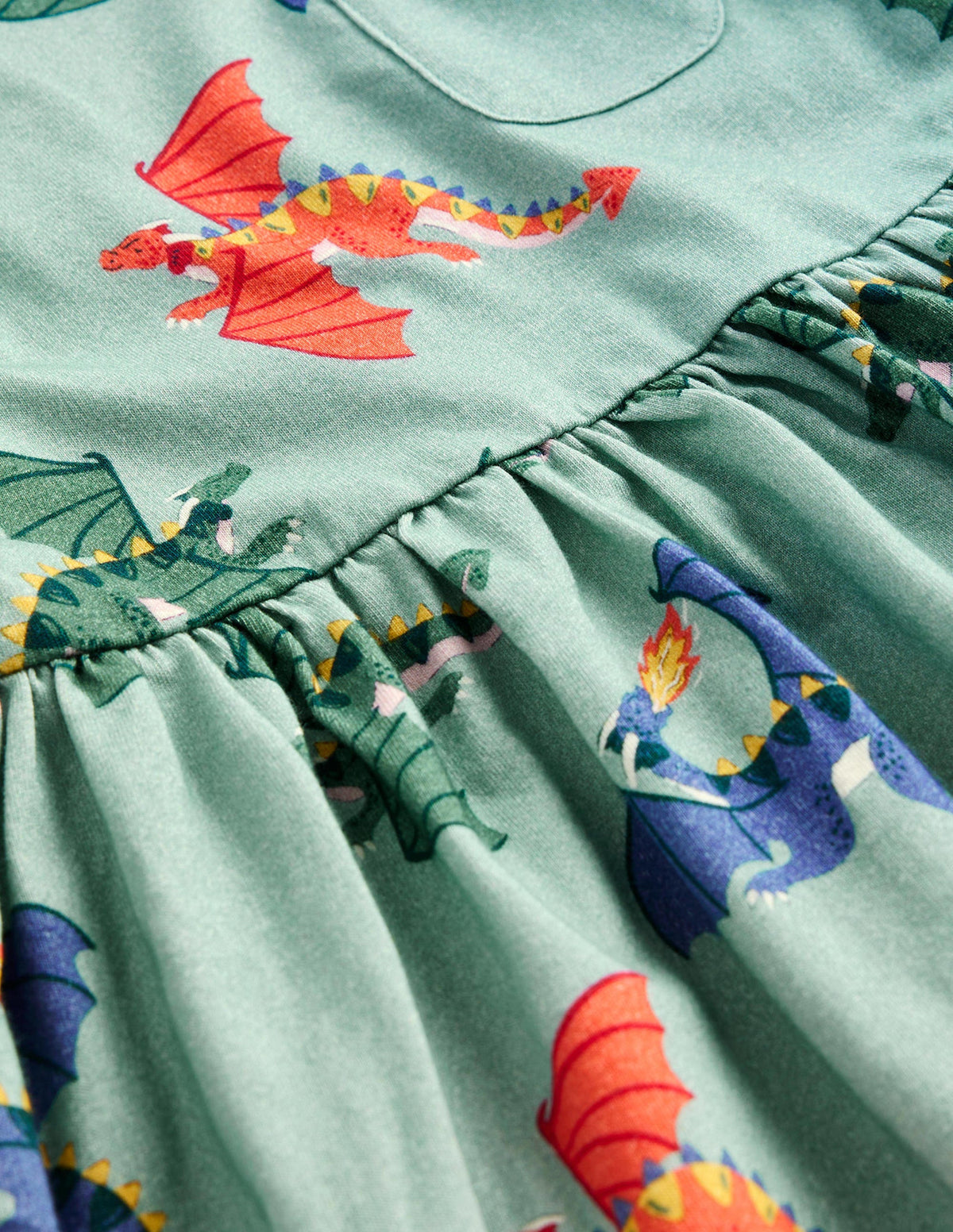 Lustiges Jerseykleid mit langen Ärmeln-Georgisch Blau Drachen - Image 3