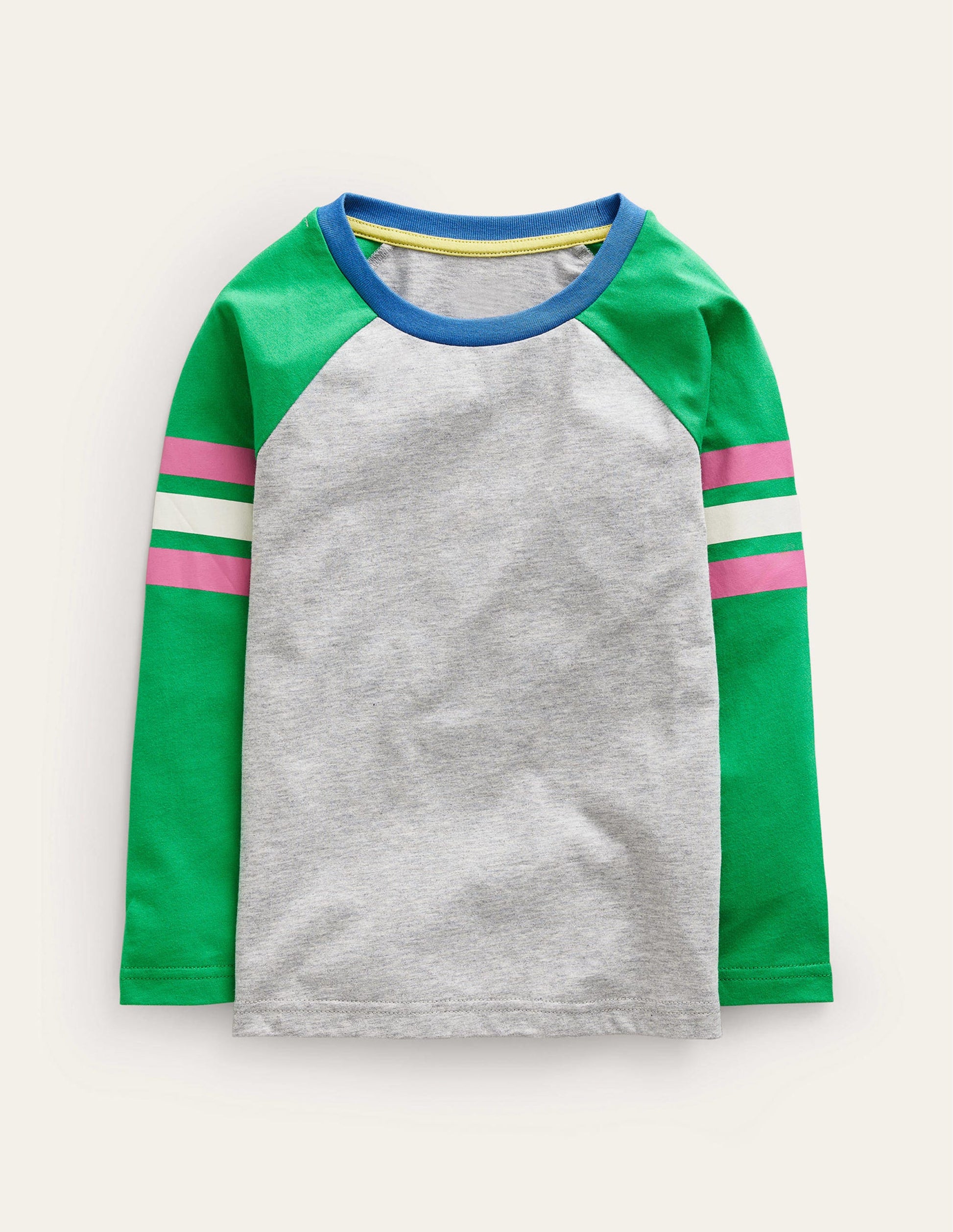 Raglan-T-Shirt mit Blockfarben-Grau meliert/Grün-1