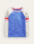 Raglan-T-Shirt mit Blockfarben-Blau/Haferbeige