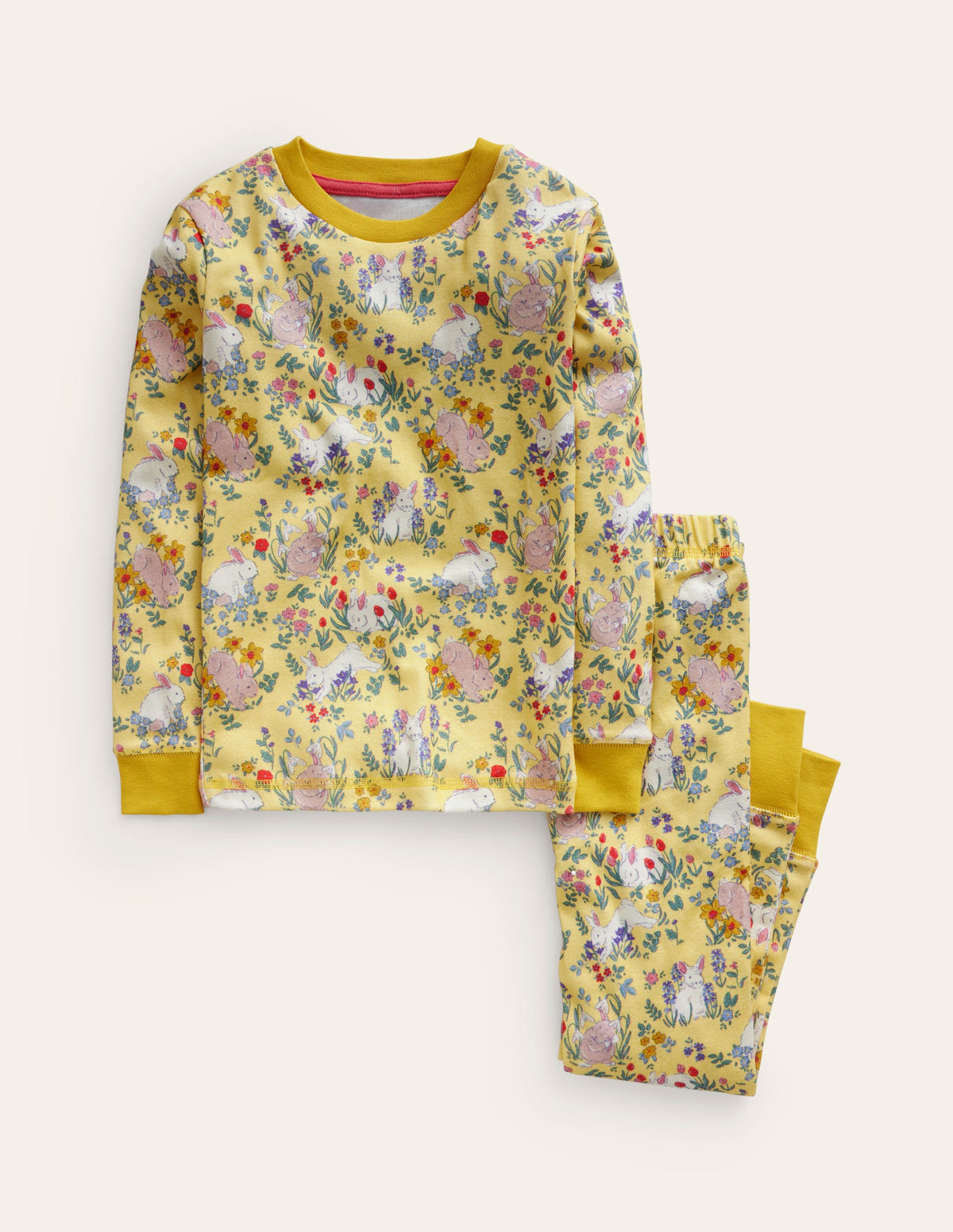 Pyjama long douillet-Lapins jaune printemps - Image 1