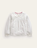 Jersey-Oberteil mit Kragen-Ivory and Navy Spot