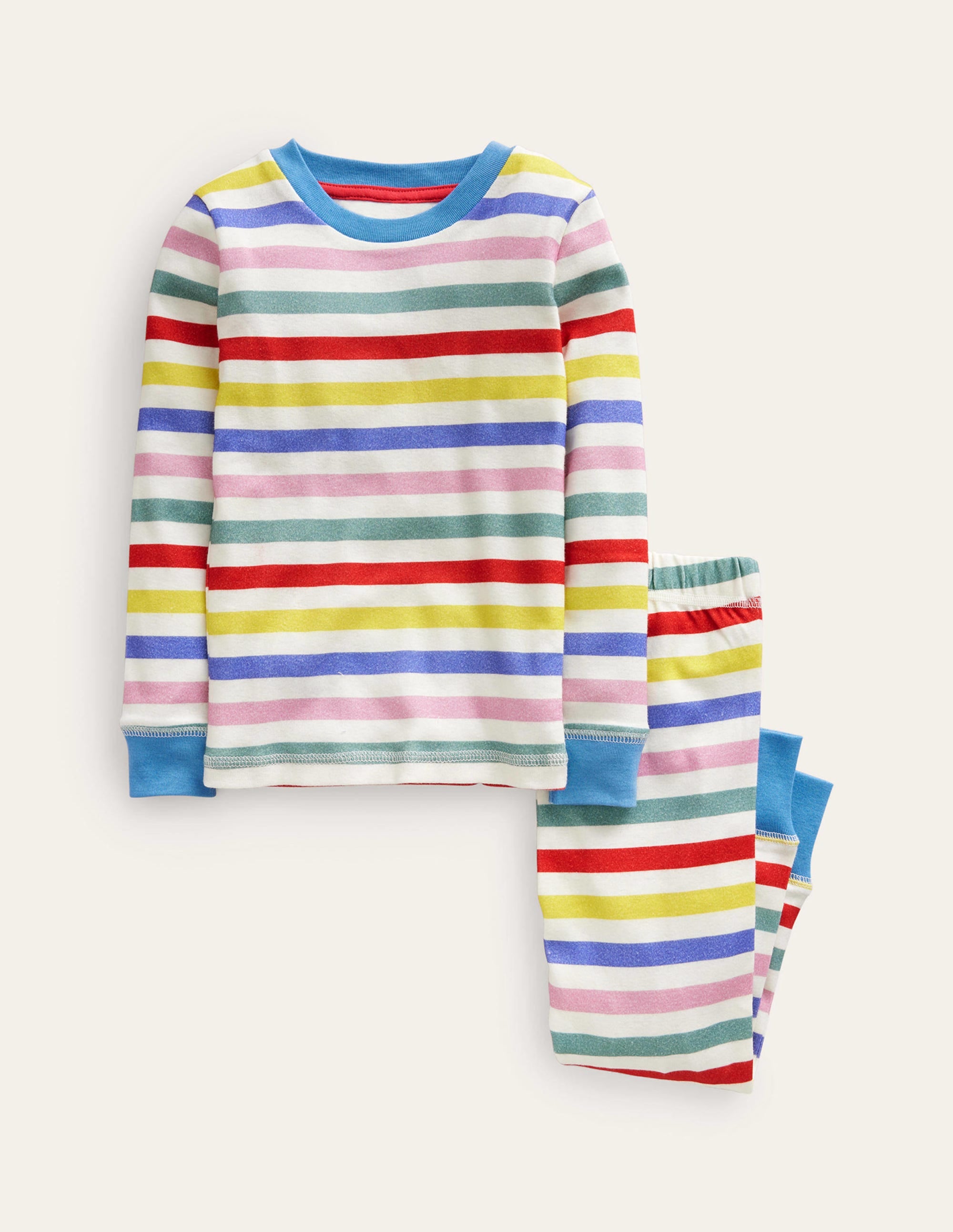 Eng anliegender, langer Schlafanzug mit Streifenmuster-Bunt, Gestreift - Image 1