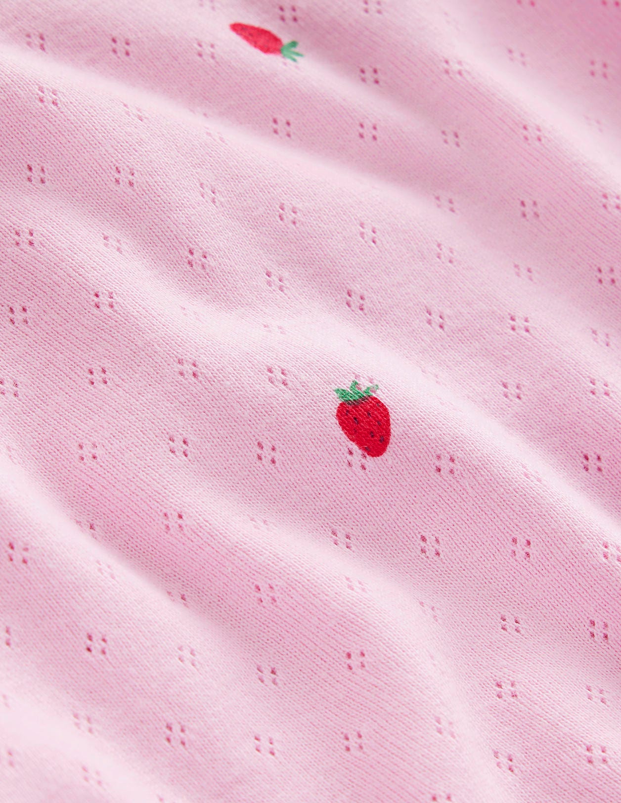 Kurzärmeliges Pointelle-Oberteil-Zuckererbsen Rosa Erdbeeren-3