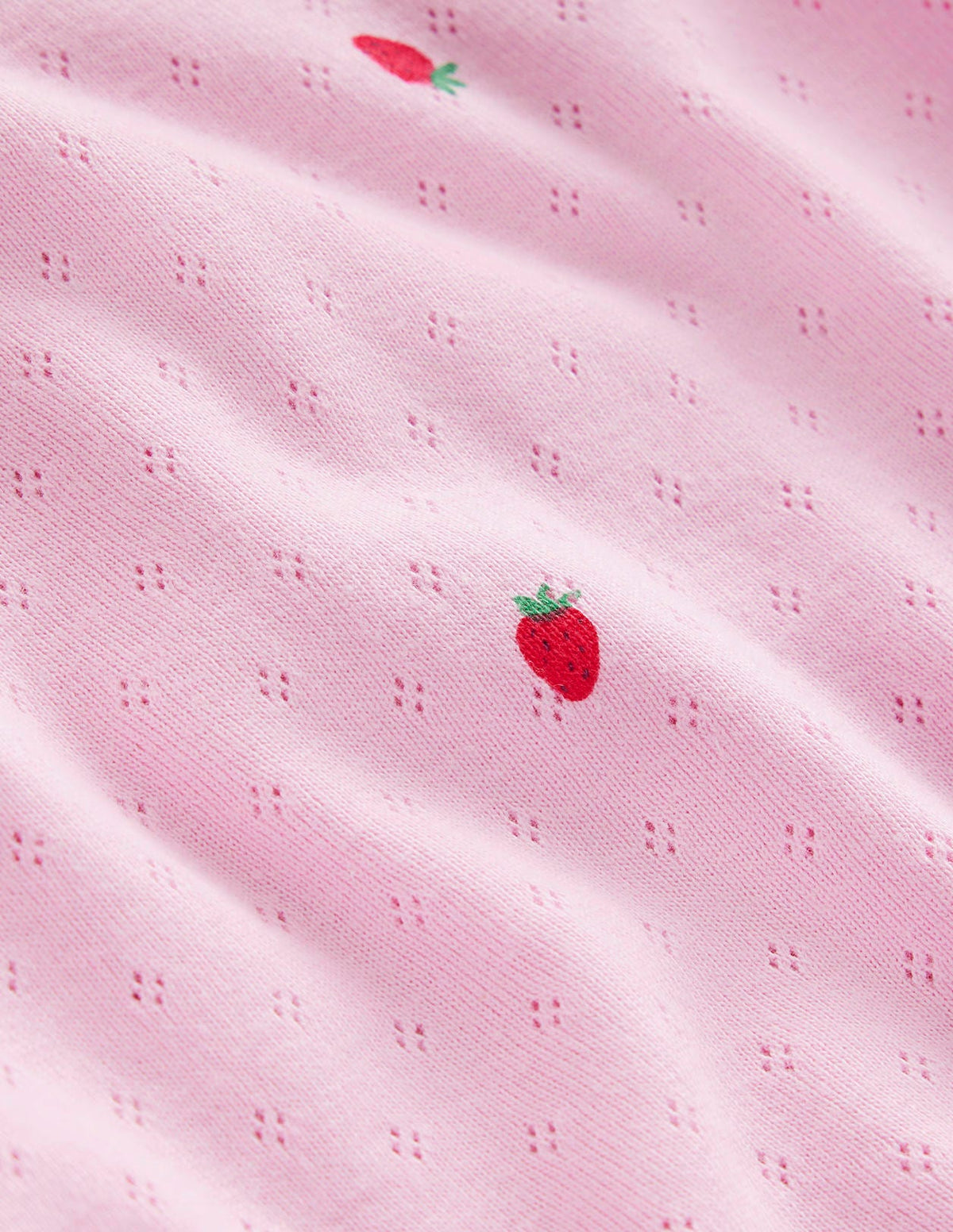 Kurzärmeliges Pointelle-Oberteil-Zuckererbsen Rosa Erdbeeren - Image 3