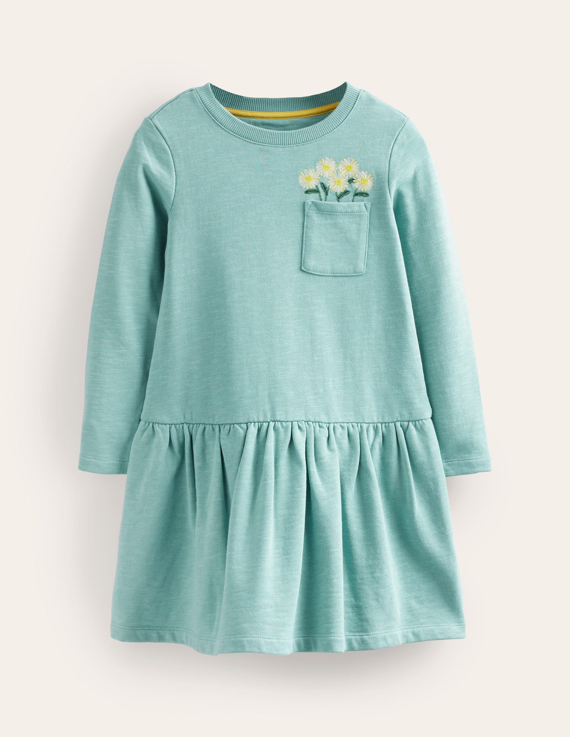 Besticktes Sweat-Kleid-Georgisch Blau Blumen-1