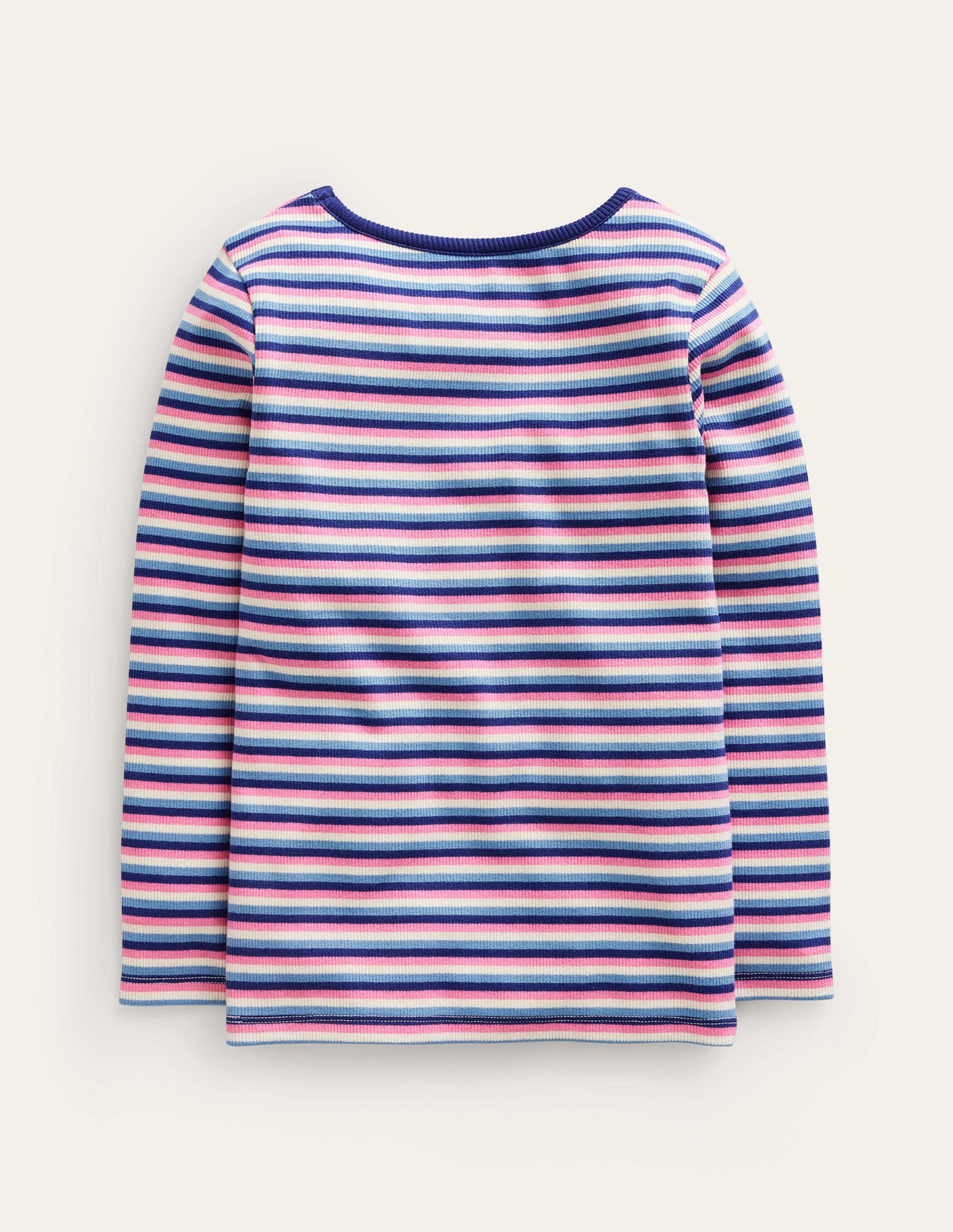 Gestreiftes T-Shirt aus Rippstrick-Blau/Rosa - Image 2