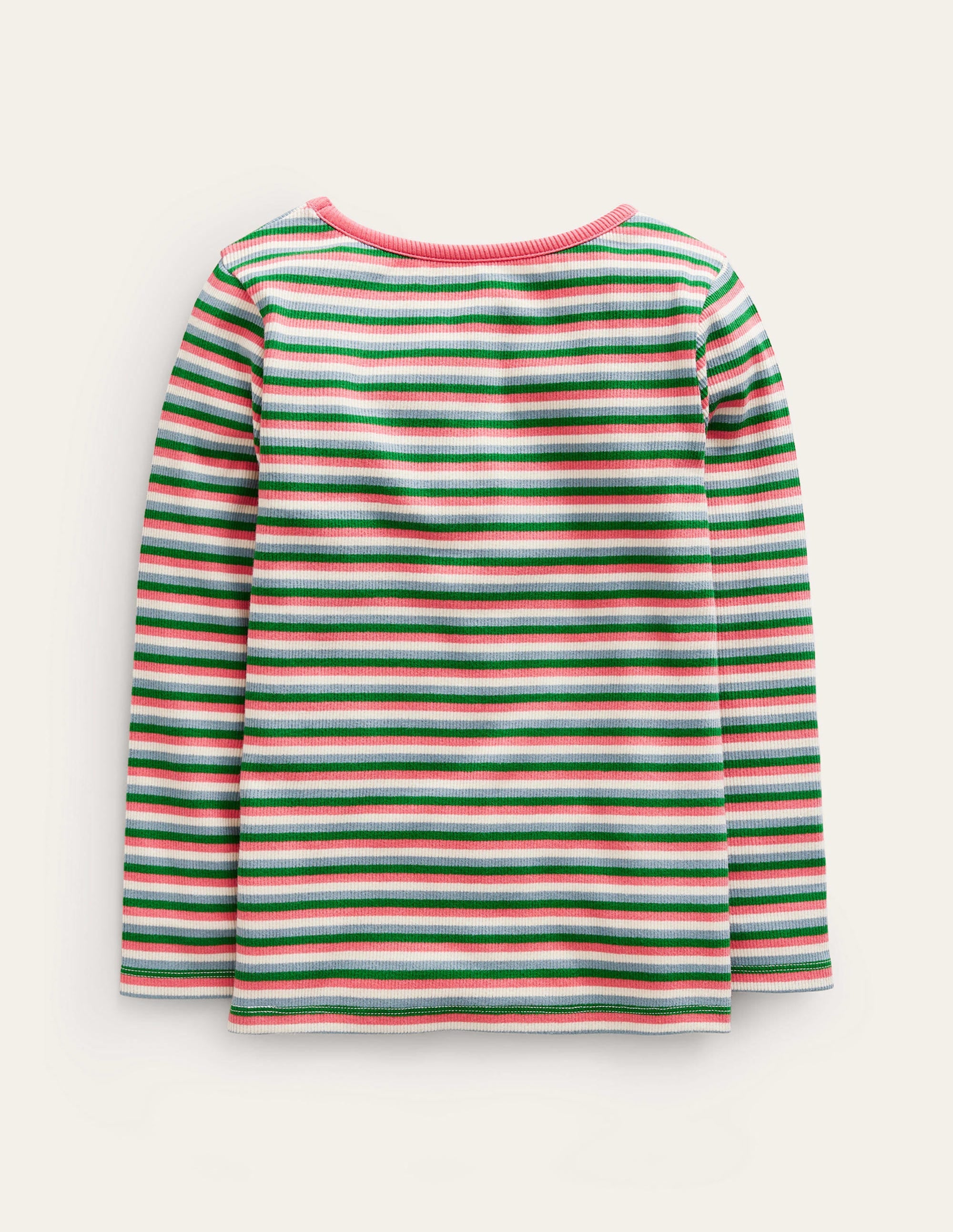 T-shirt côtelé et rayé-Rose/vert - Image 2