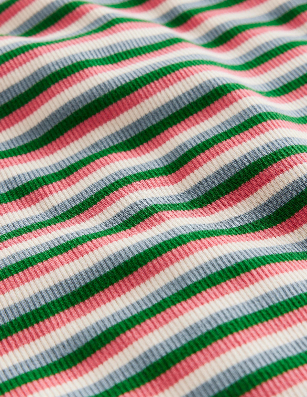 T-shirt côtelé et rayé-Rose/vert - Image 3