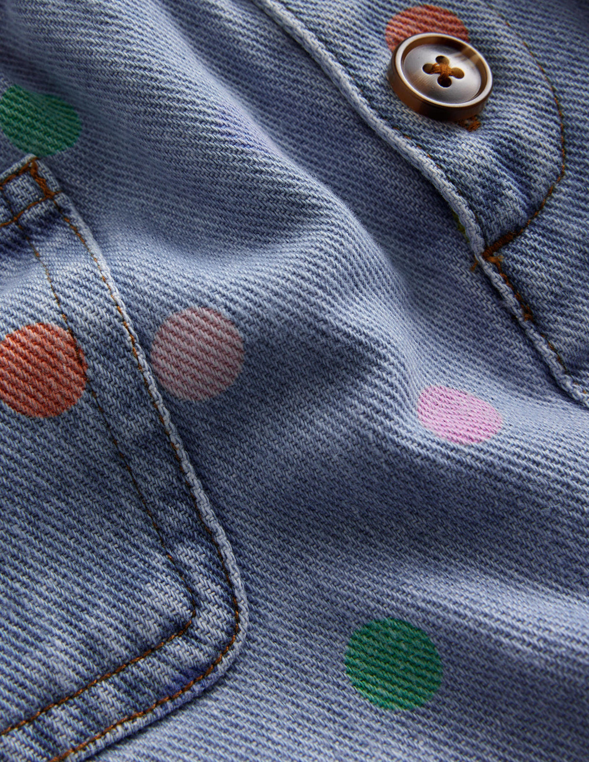 Minirock zum Hineinschlüpfen mit Knopfverschluss-Denim Bunt Gepunktet-3