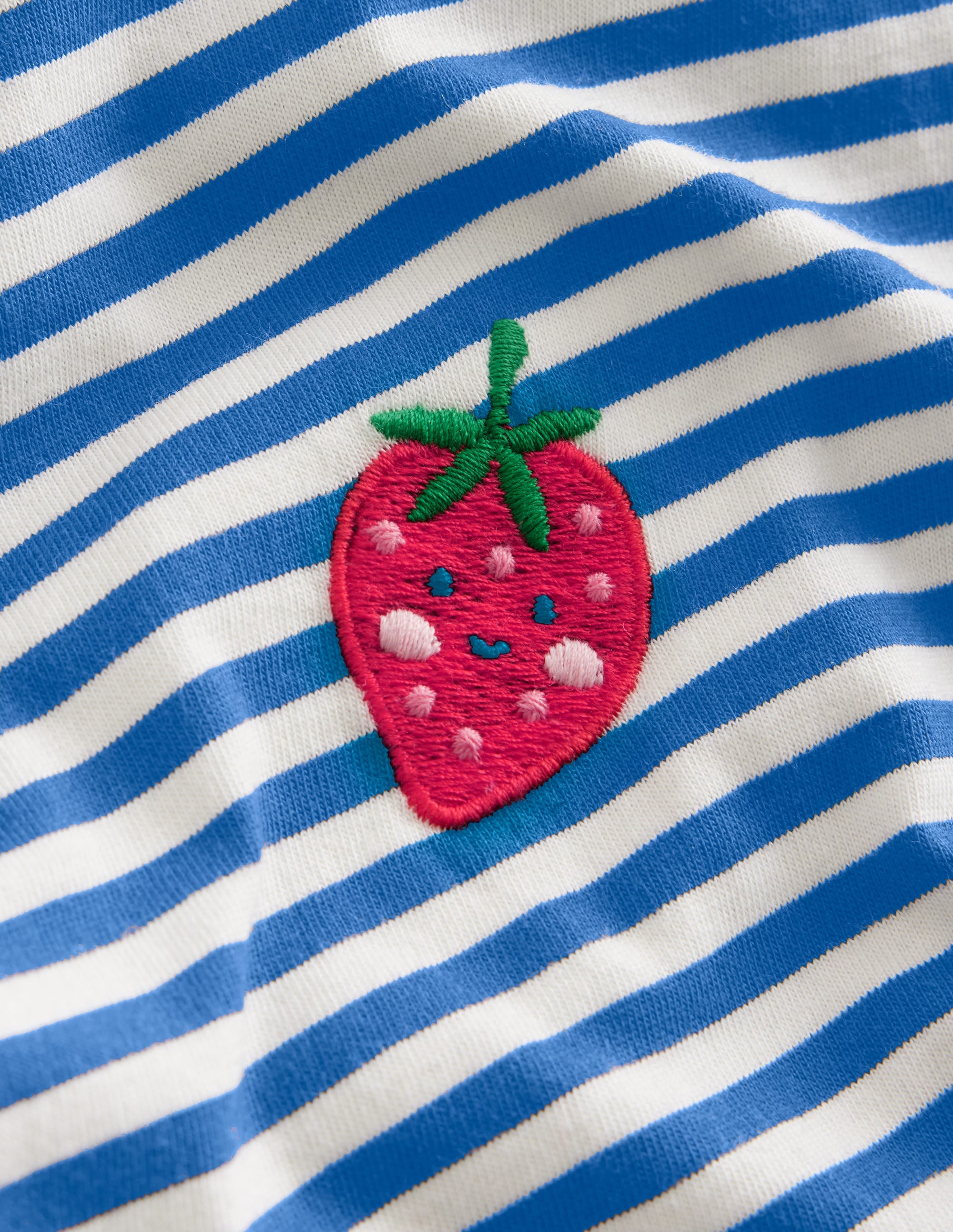 T-Shirt mit gesticktem Logo-Blau/Naturweiß Erdbeere - Image 3