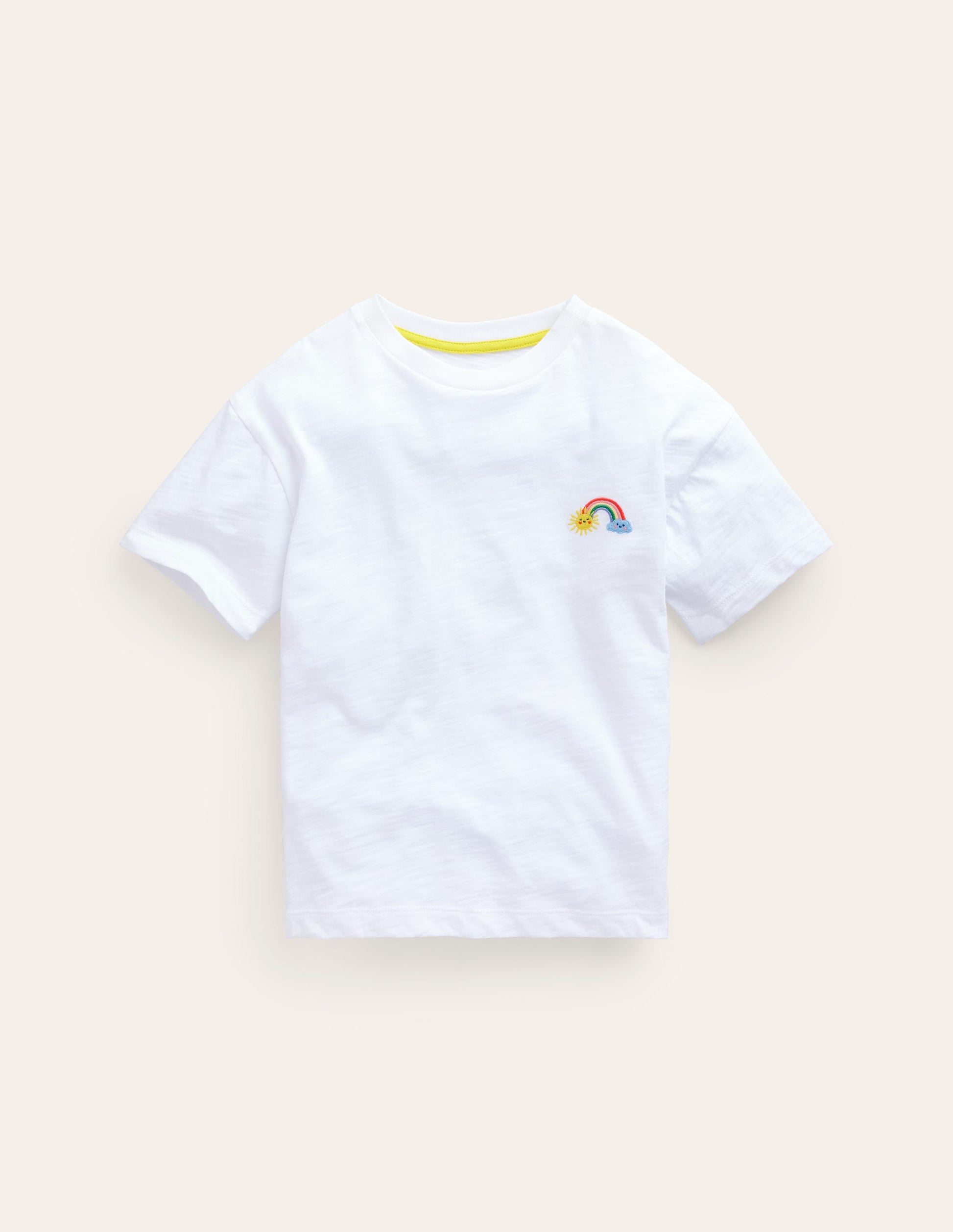 T-Shirt mit gesticktem Logo-Weiß Regenbogen-1
