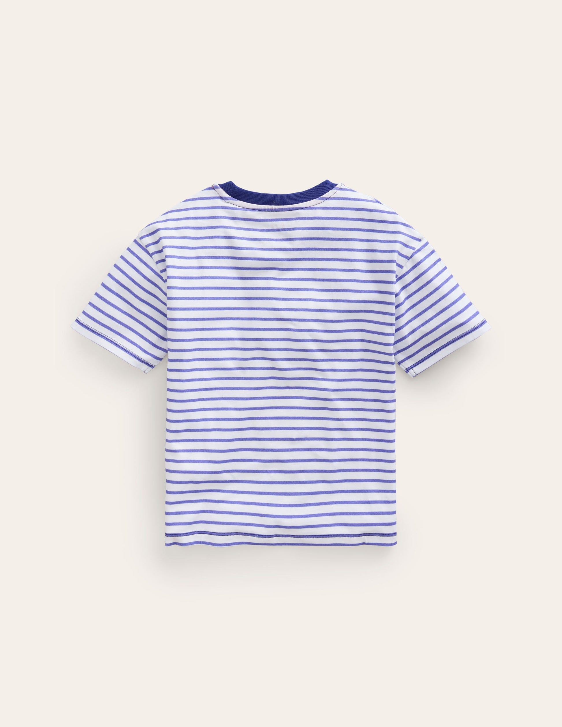 Lockeres T-Shirt aus Bouclé-Tiefblau/Naturweiß Herz-2