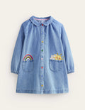 Hemdblusenkleid mit Applikation-Medium Vintage Denim Wetter