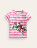 Kurzärmeliges T-Shirt mit Applikation-Kosmos Rosa/Naturweiß Schildkröte