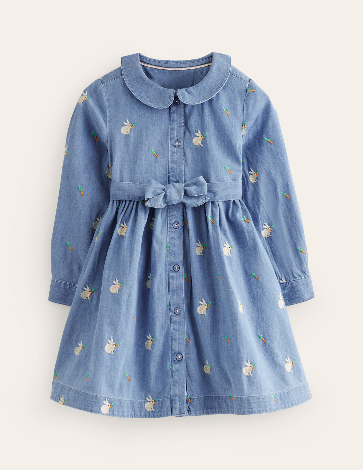 Besticktes Hemdblusenkleid-Chambray Häschen - Image 1
