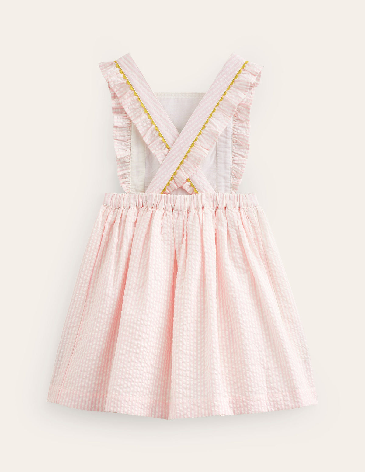 Charmantes Schürzenkleid-Rosa / Naturweiß Streifen Küken - Image 2