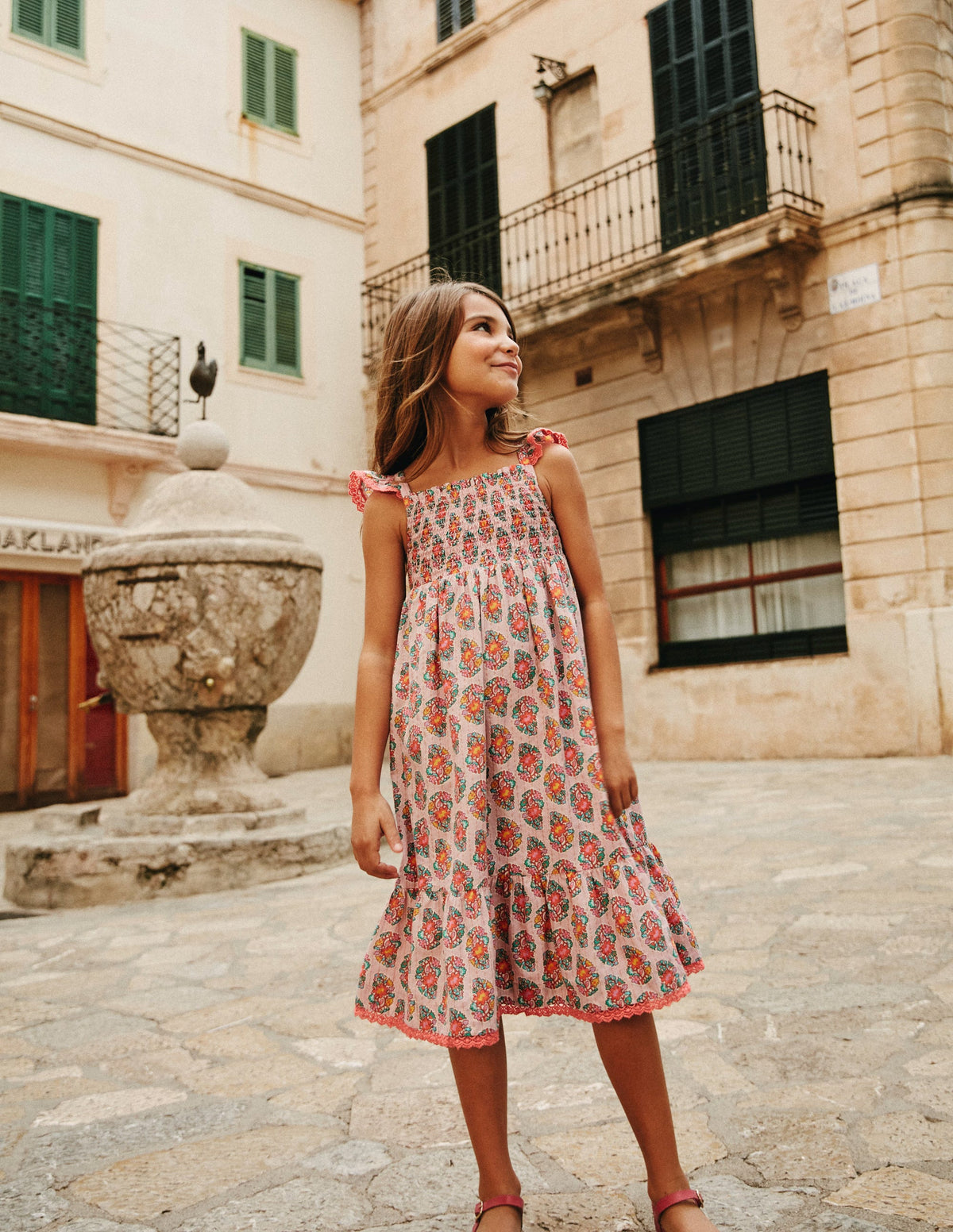 Maxi-Sommerkleid mit Rüschenträgern-Zuckermandel Rosa Paisley - Image 6