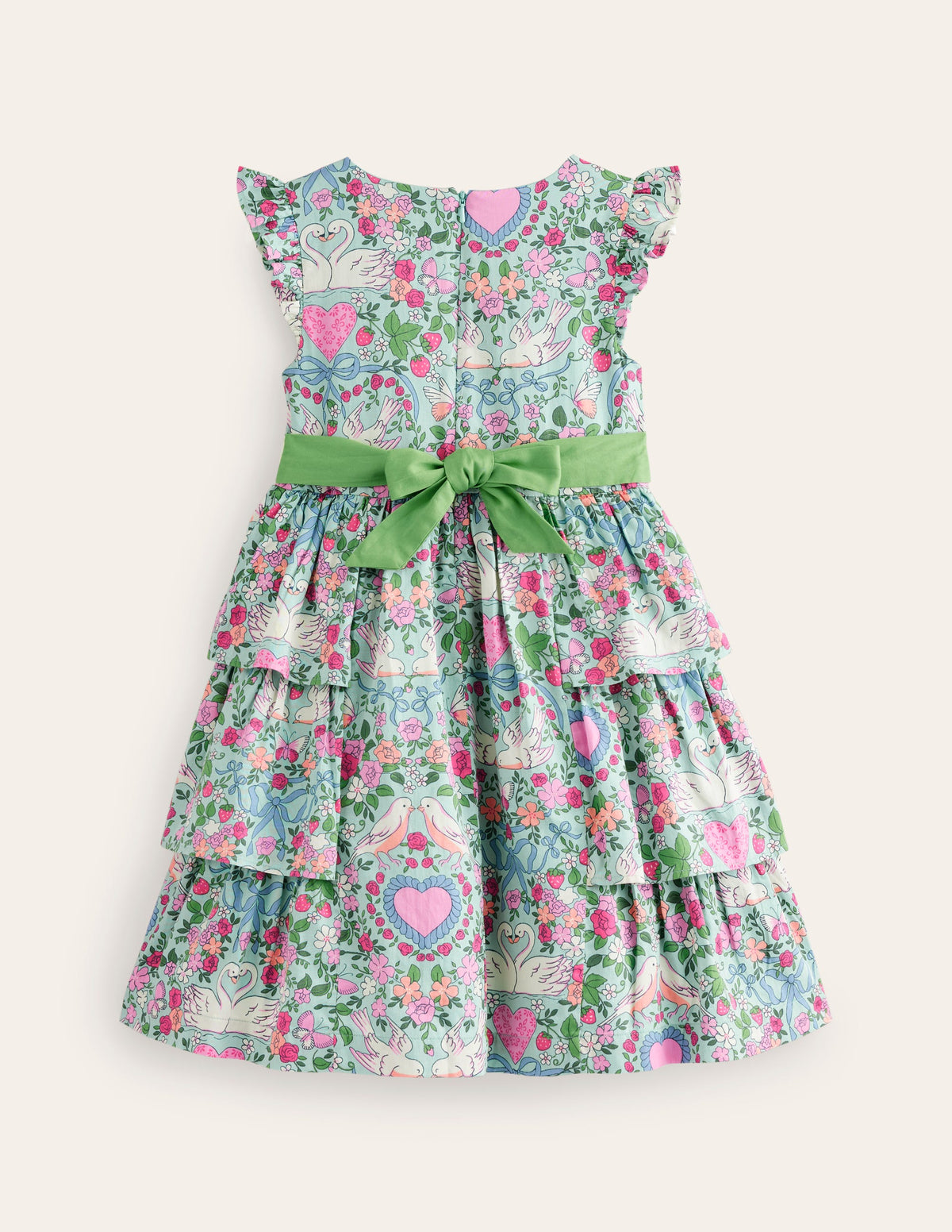 Klassisches Partykleid-Grün Liebe Vögel-2
