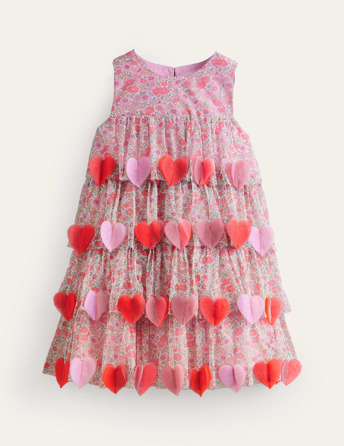 Flatterndes Partykleid mit Herzmotiv-Rosa Blumenwiese-1