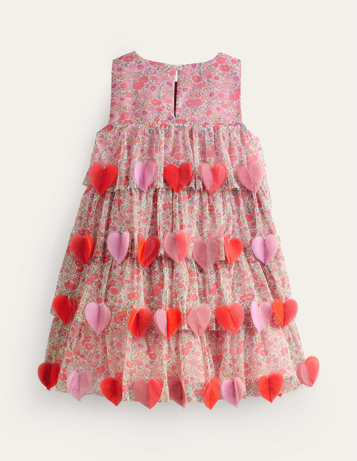 Flatterndes Partykleid mit Herzmotiv-Rosa Blumenwiese - Image 2