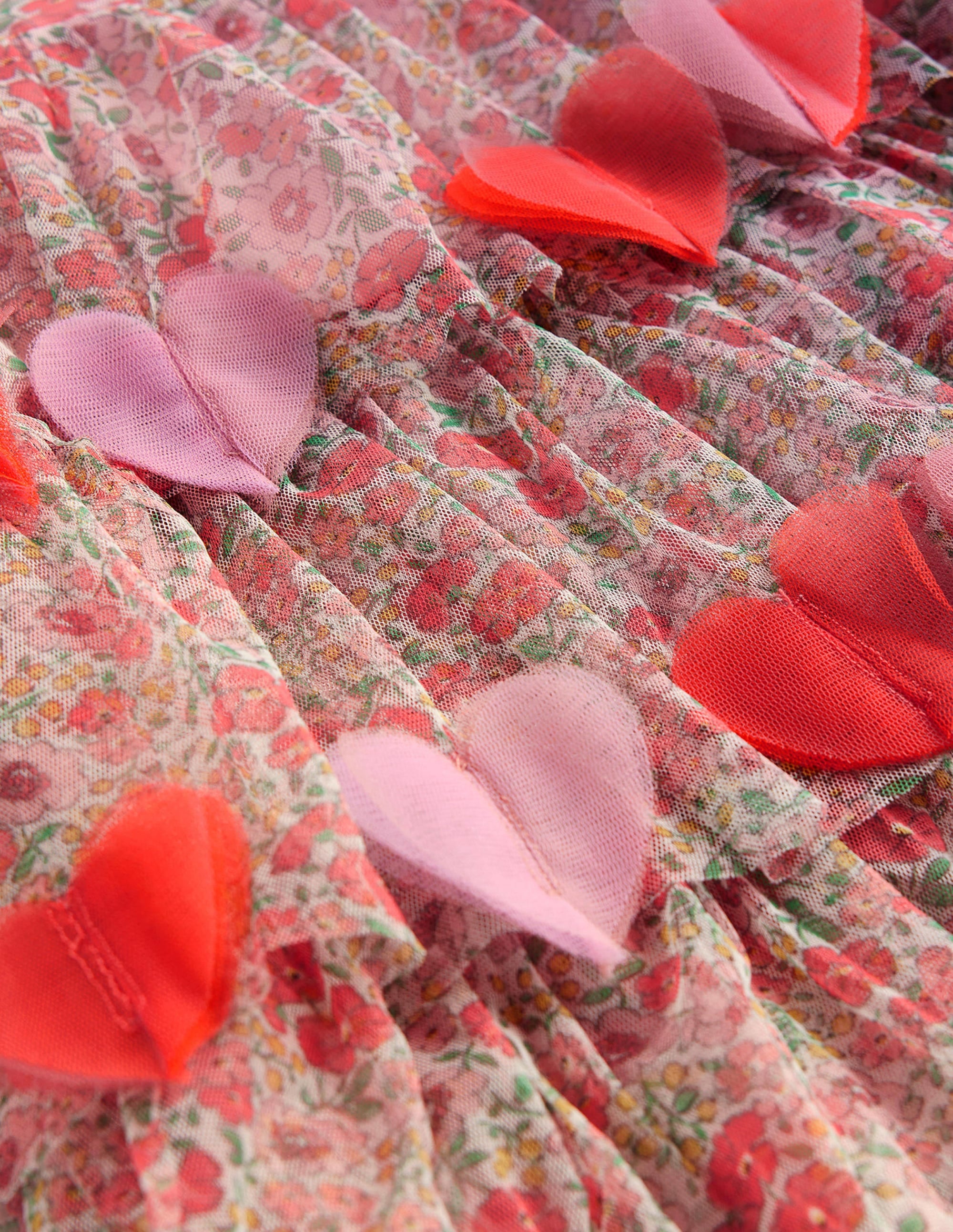 Flatterndes Partykleid mit Herzmotiv-Rosa Blumenwiese - Image 3
