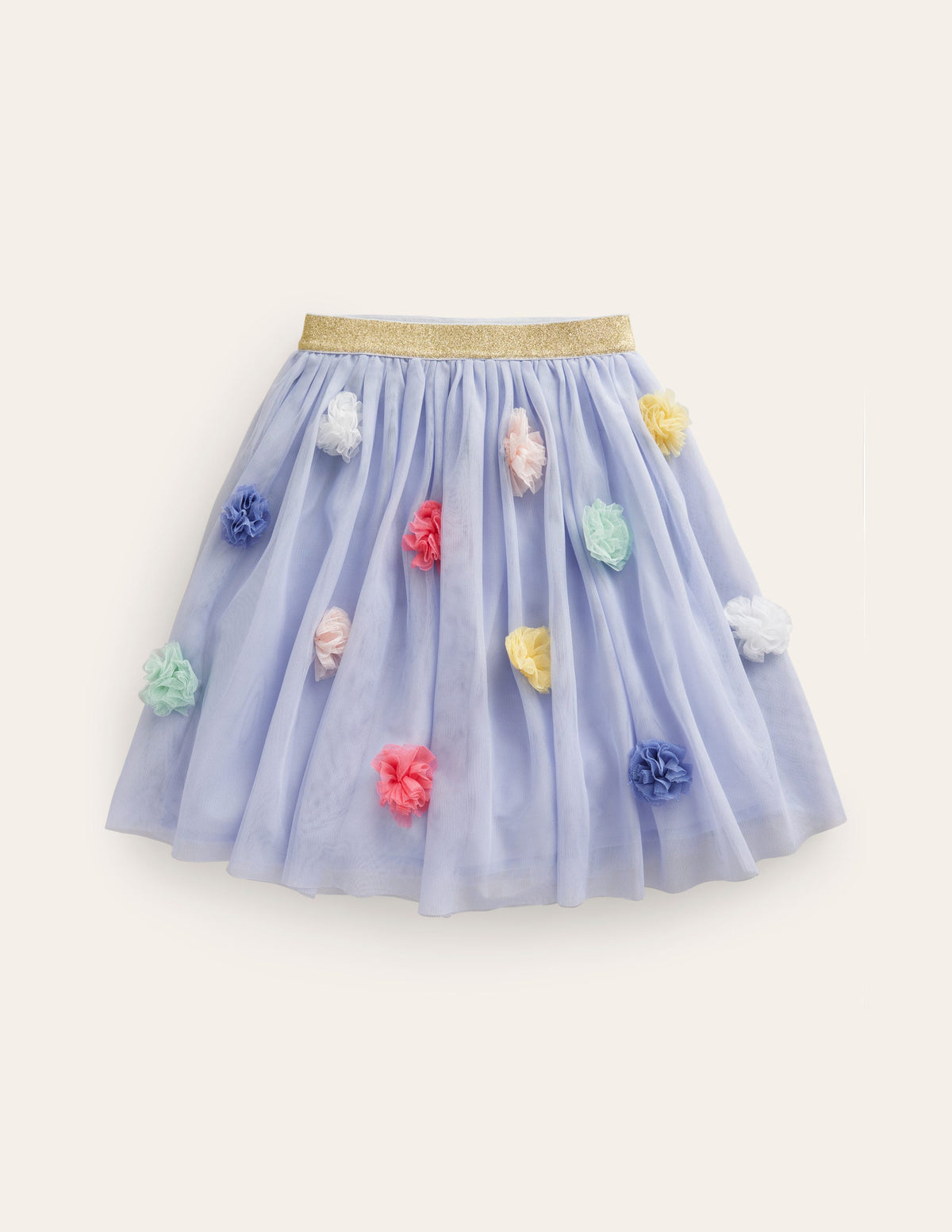 Midirock aus Tüll mit Pompons-Provence Blau-1