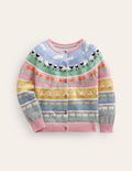 Fair-Isle-Strickjacke-Mandelrosa Ostern Tiere