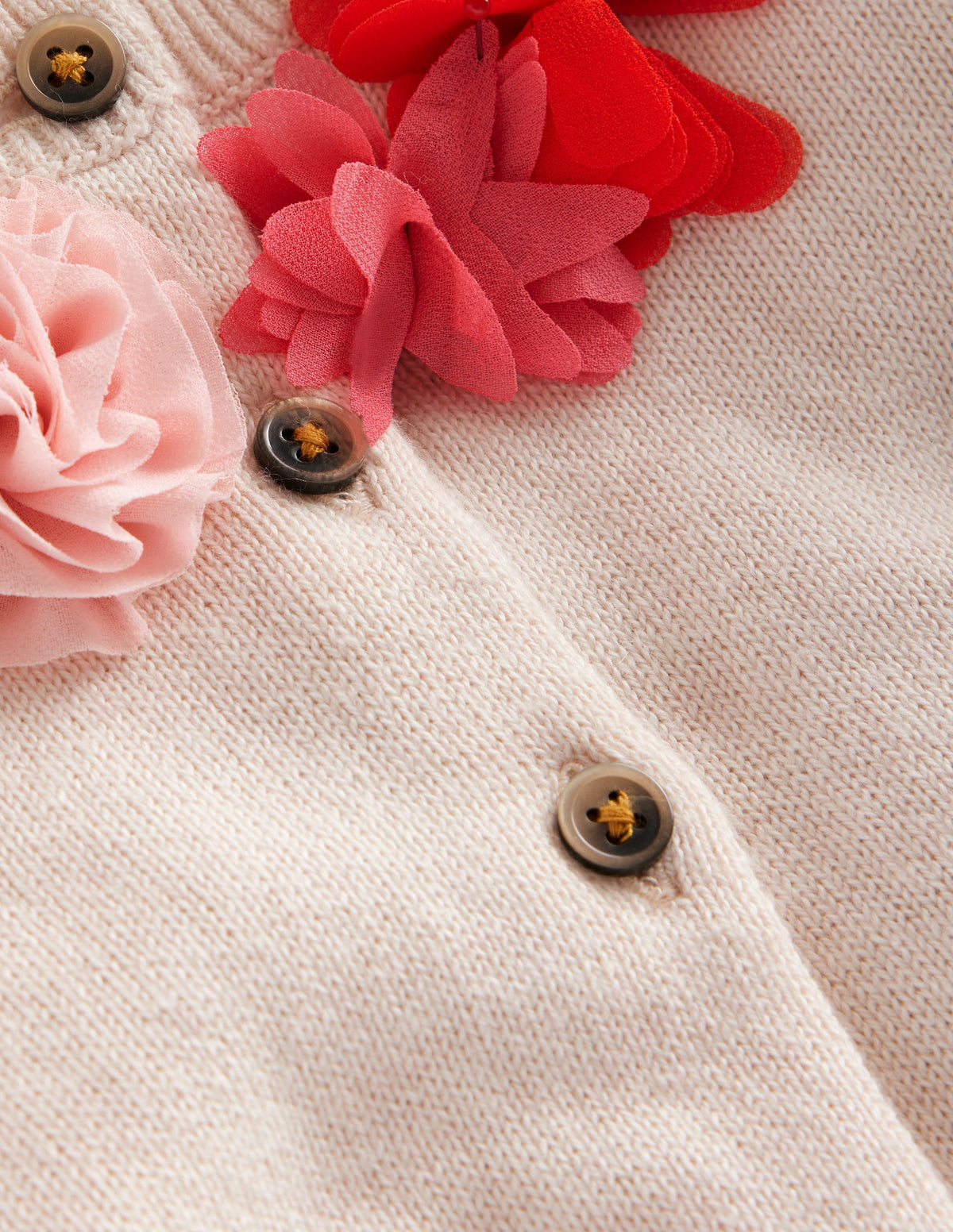 Cardigan habillé avec fleurs en tulle-Ivoire-3